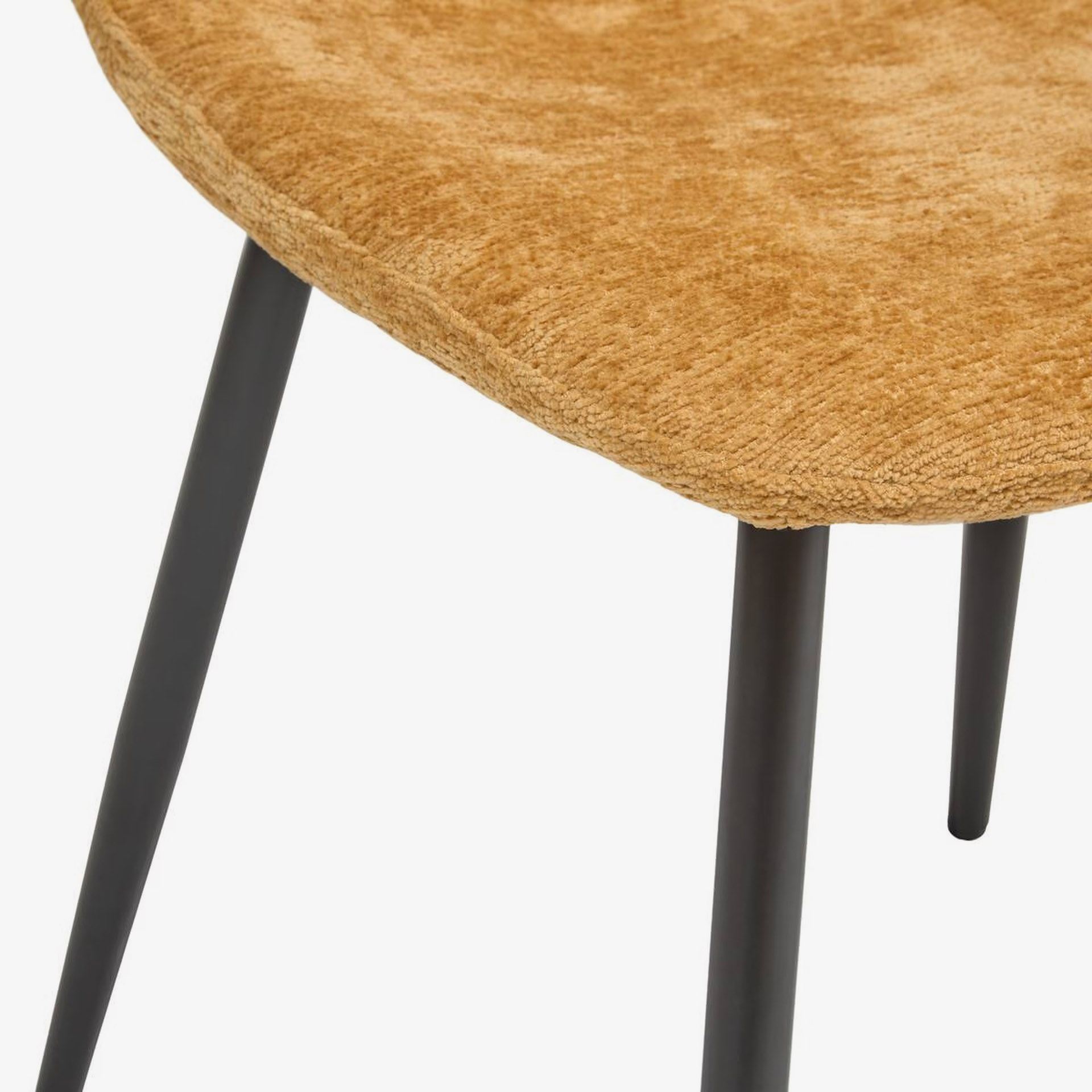 Silla de comedor ocre de chenilla Tavel 