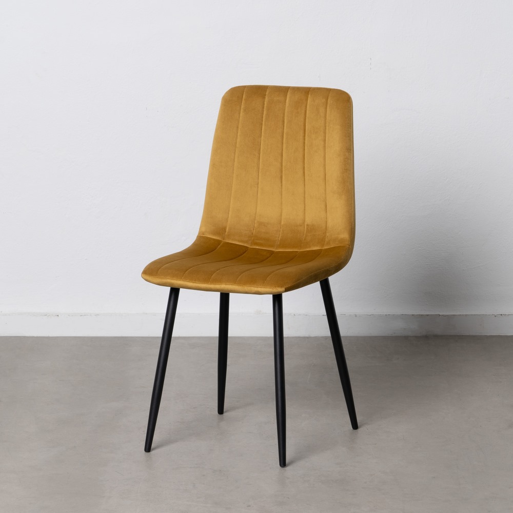 Set de 4 sillas de comedor de terciopelo dorado Izabal 55x44x88cm