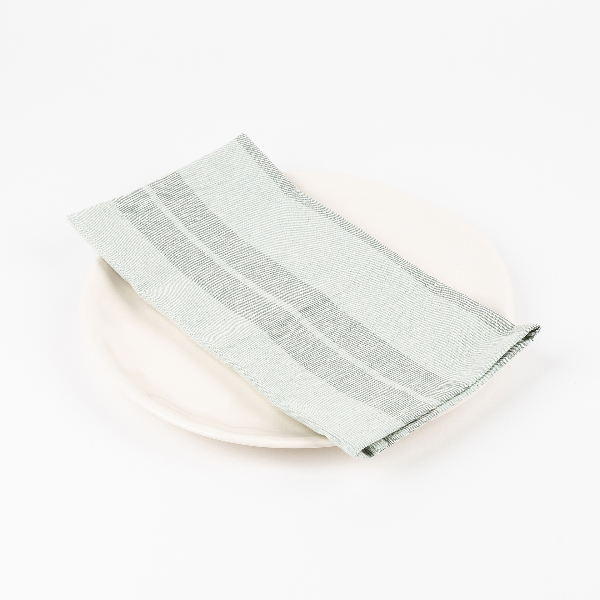 Servilleta de algod&oacute;n reciclado rayas verde 45x45cm