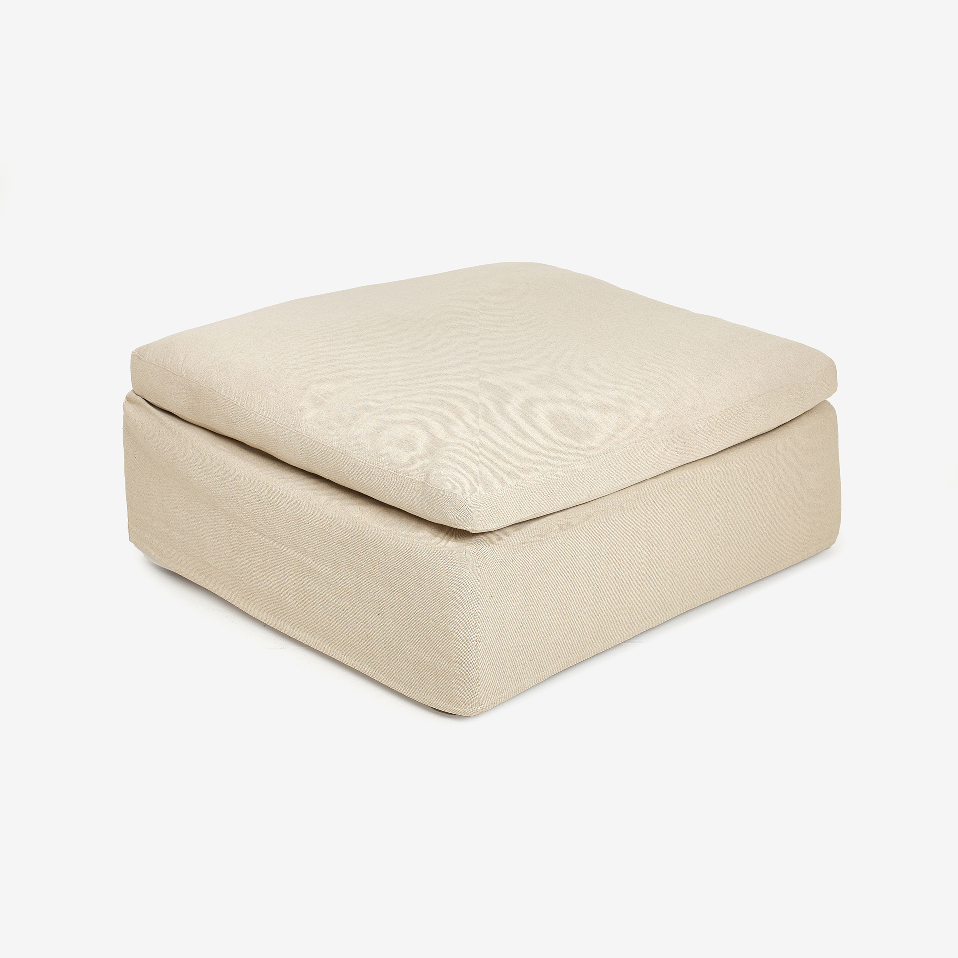 Puf de lino beige Aiden 95x95x45cm Clau&Chloe