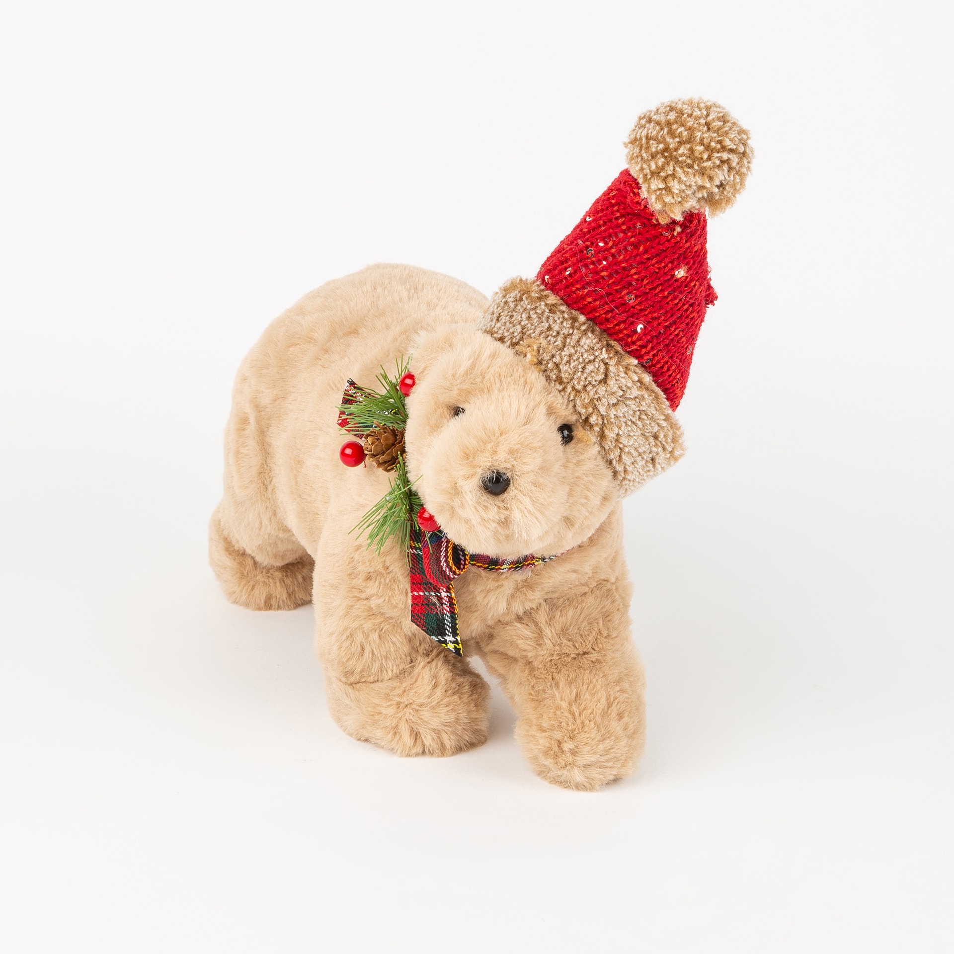 Figura decorativa Oso de peluche con gorro 31x12x22cm