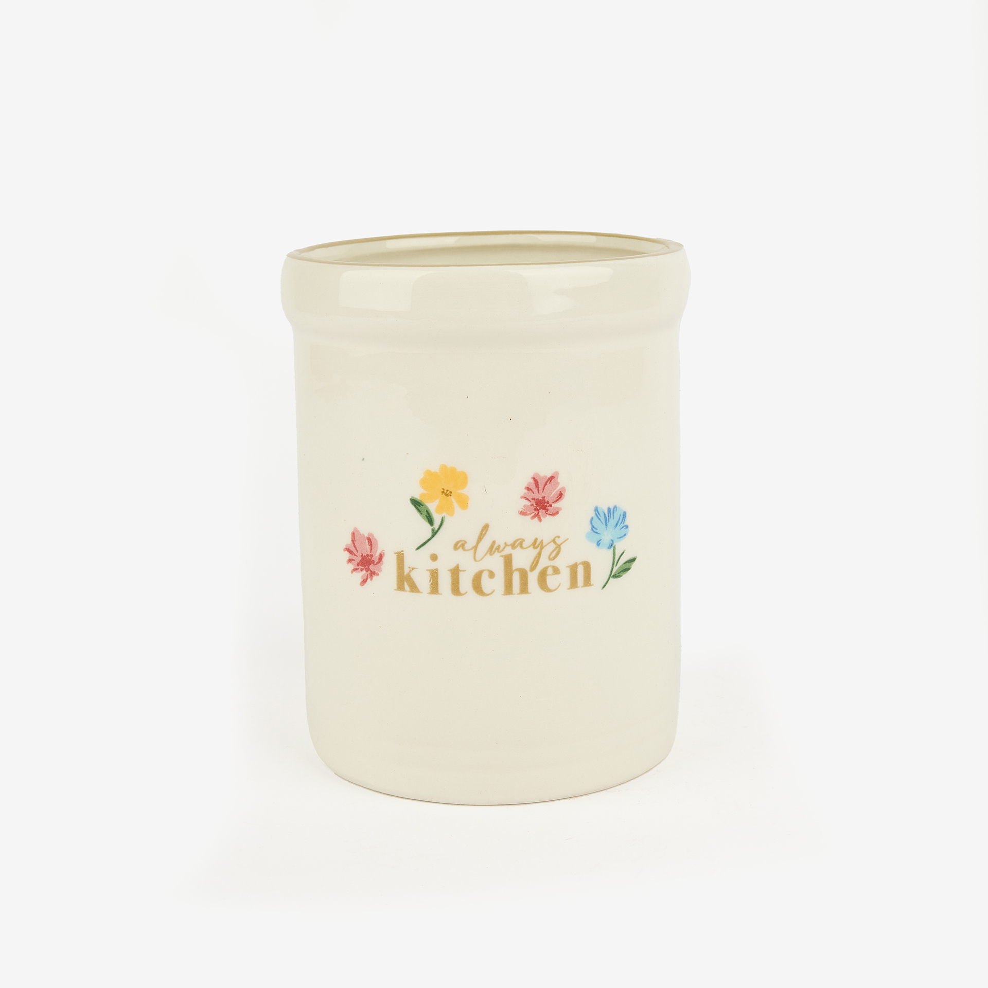 Set de utensilios de cocina con portautensilios de cerámica Flores Ø10x13cm