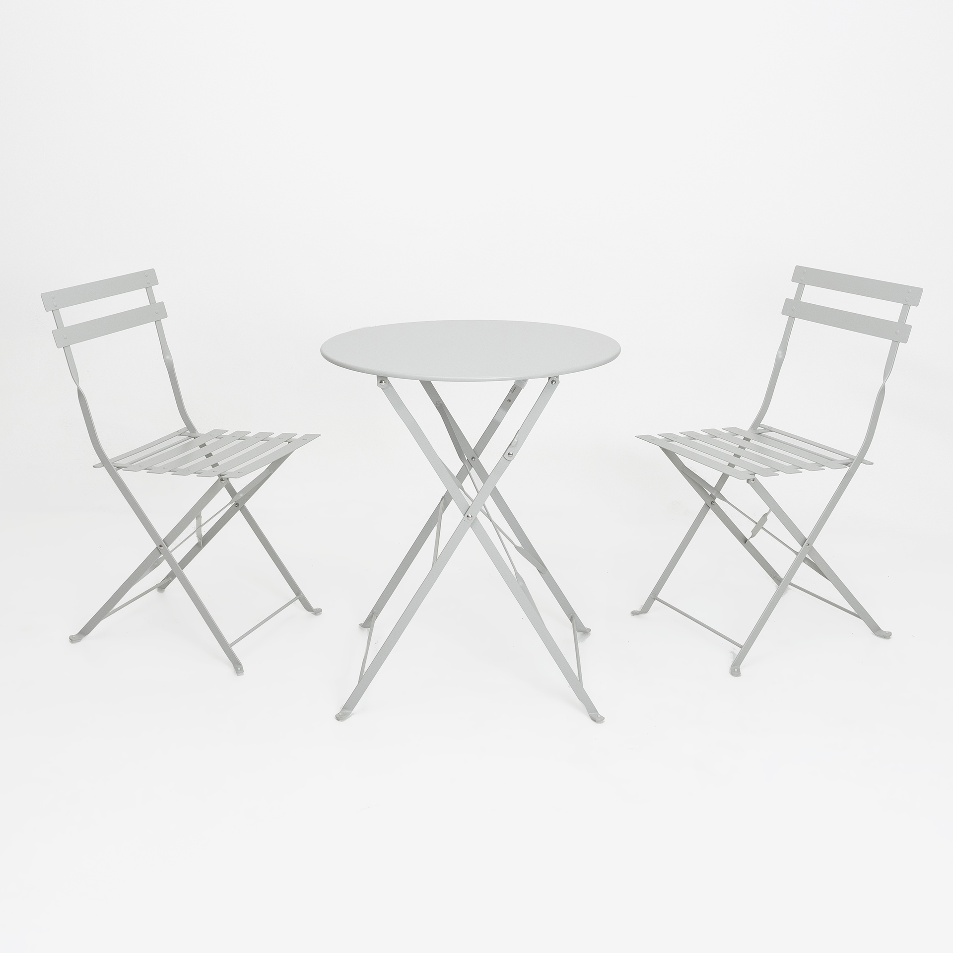 Conjunto de jard&iacute;n mesa con dos sillas gris claro Bistro &Oslash;60cm