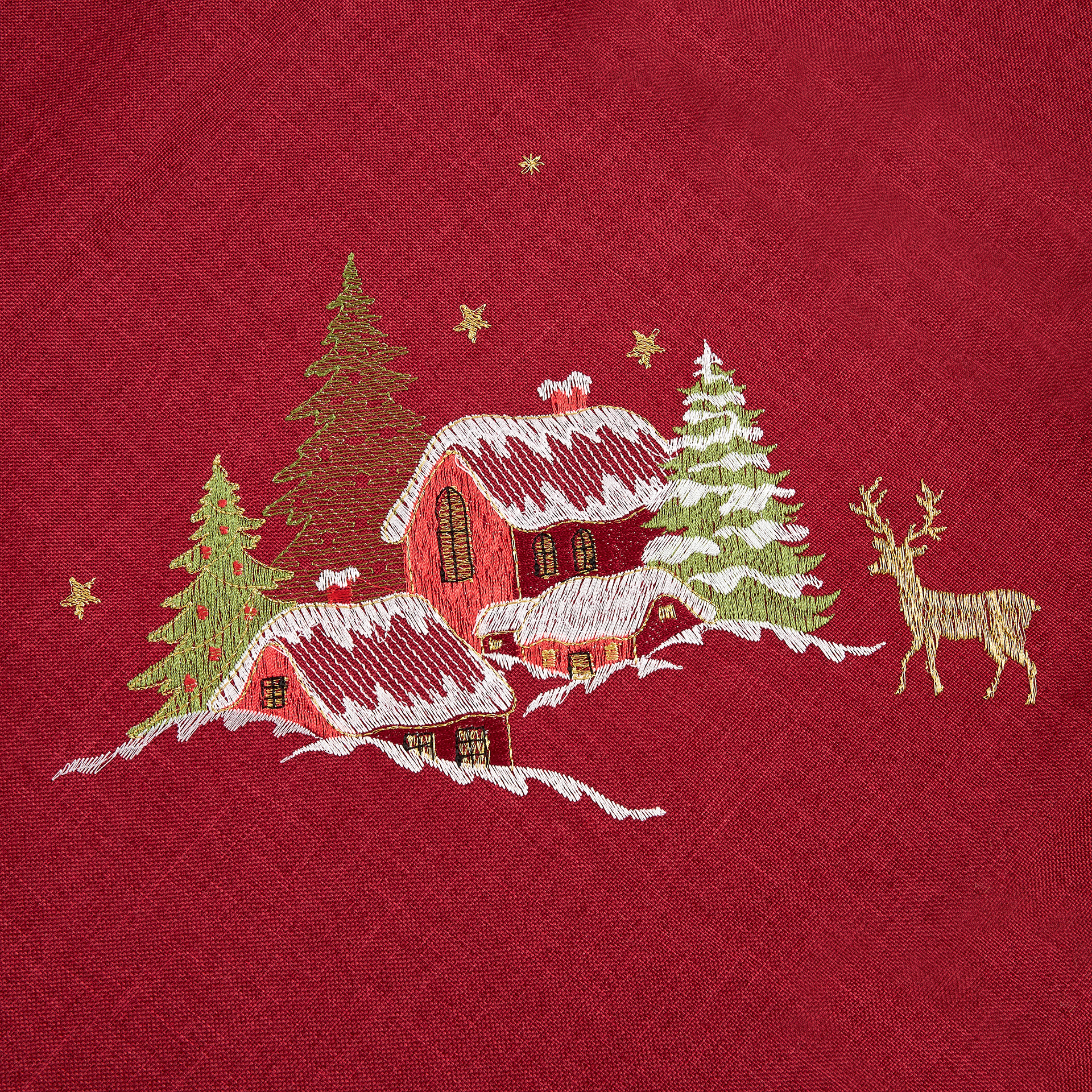 Mantel rojo bordado Pueblo 150x250cm