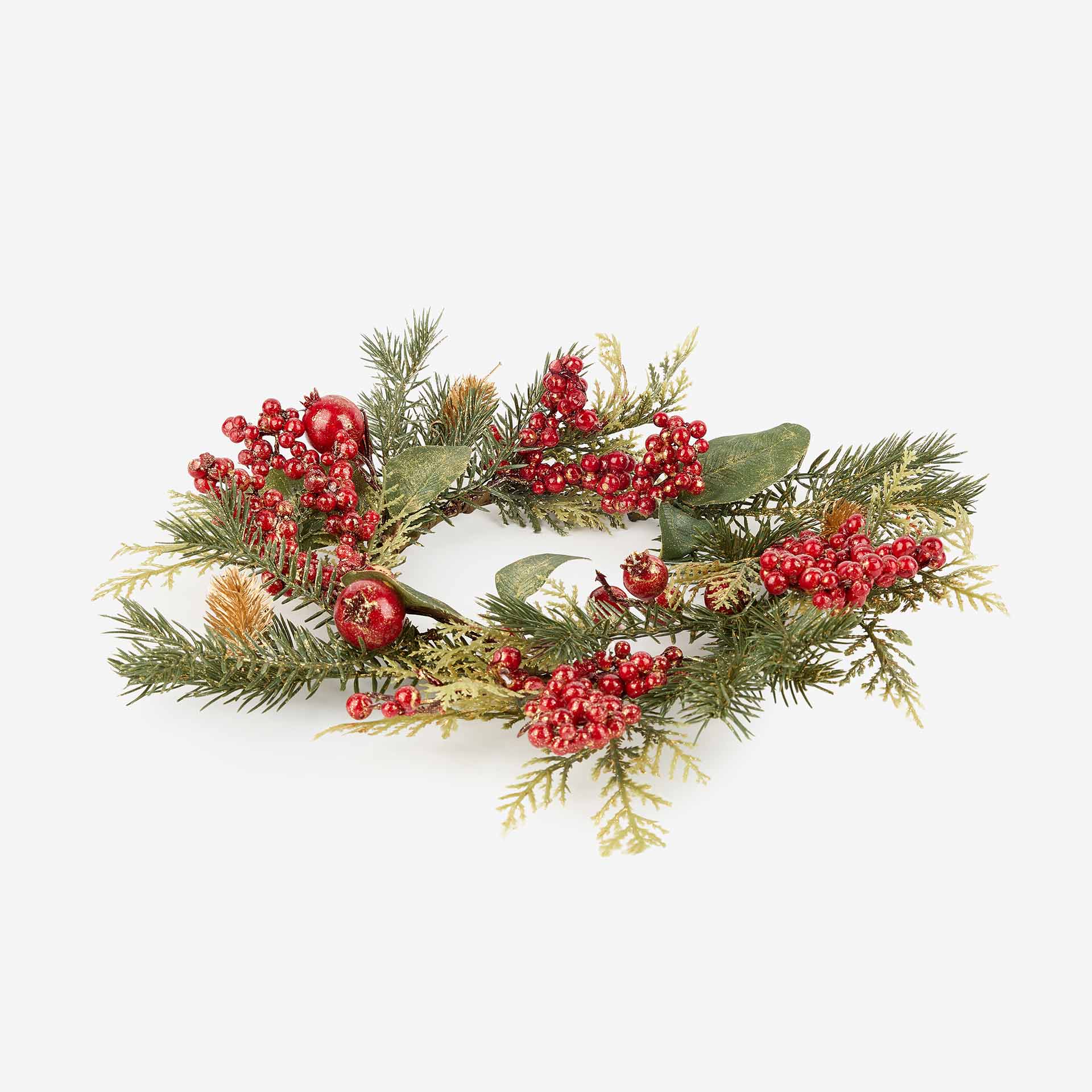 Corona decorativa con bayas rojas Ø35cm
