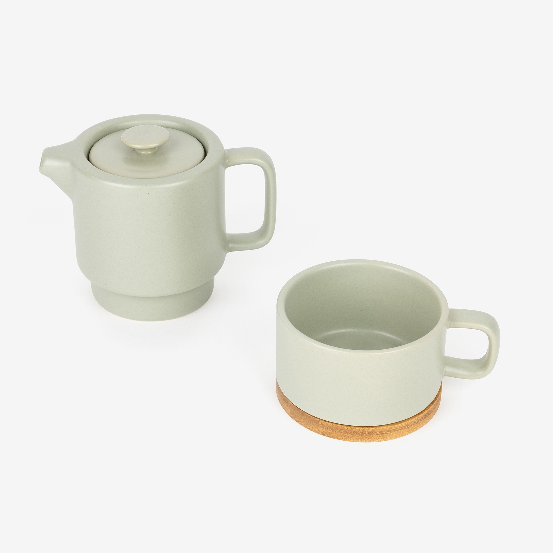 Tetera/cafetera de porcelana mint Natural 13,5x10x15cm 40+25cl