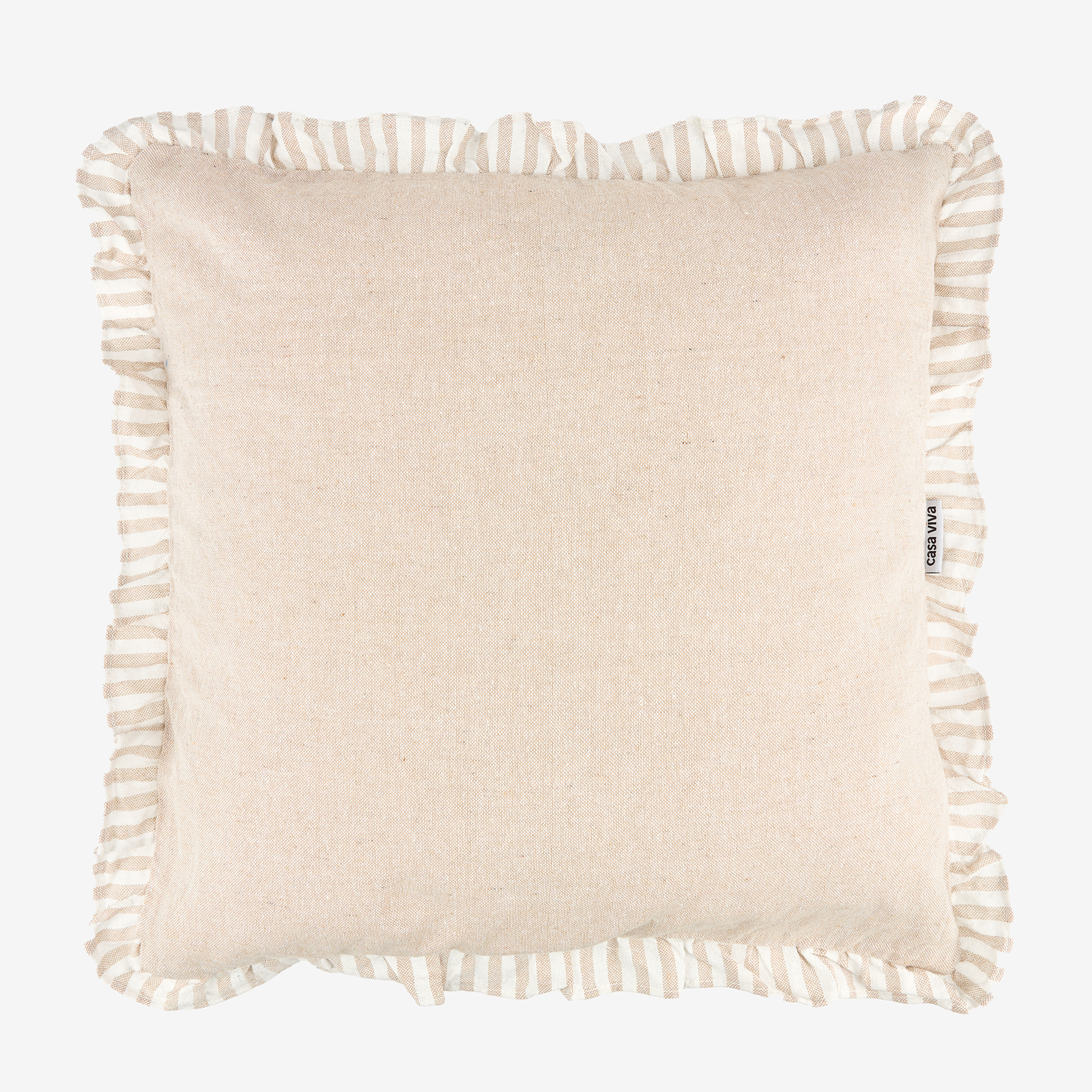 Funda de cojín de algodón volante beige Timoti 45x45cm