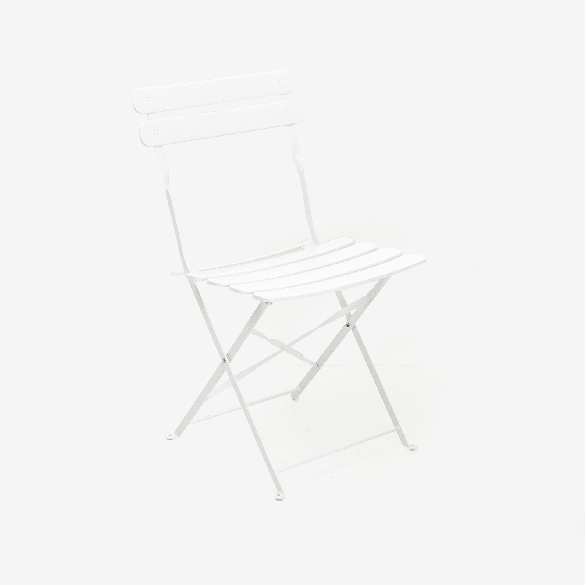 Set de jard&iacute;n plegable de mesa y 2 sillas de acero blanco Bistro