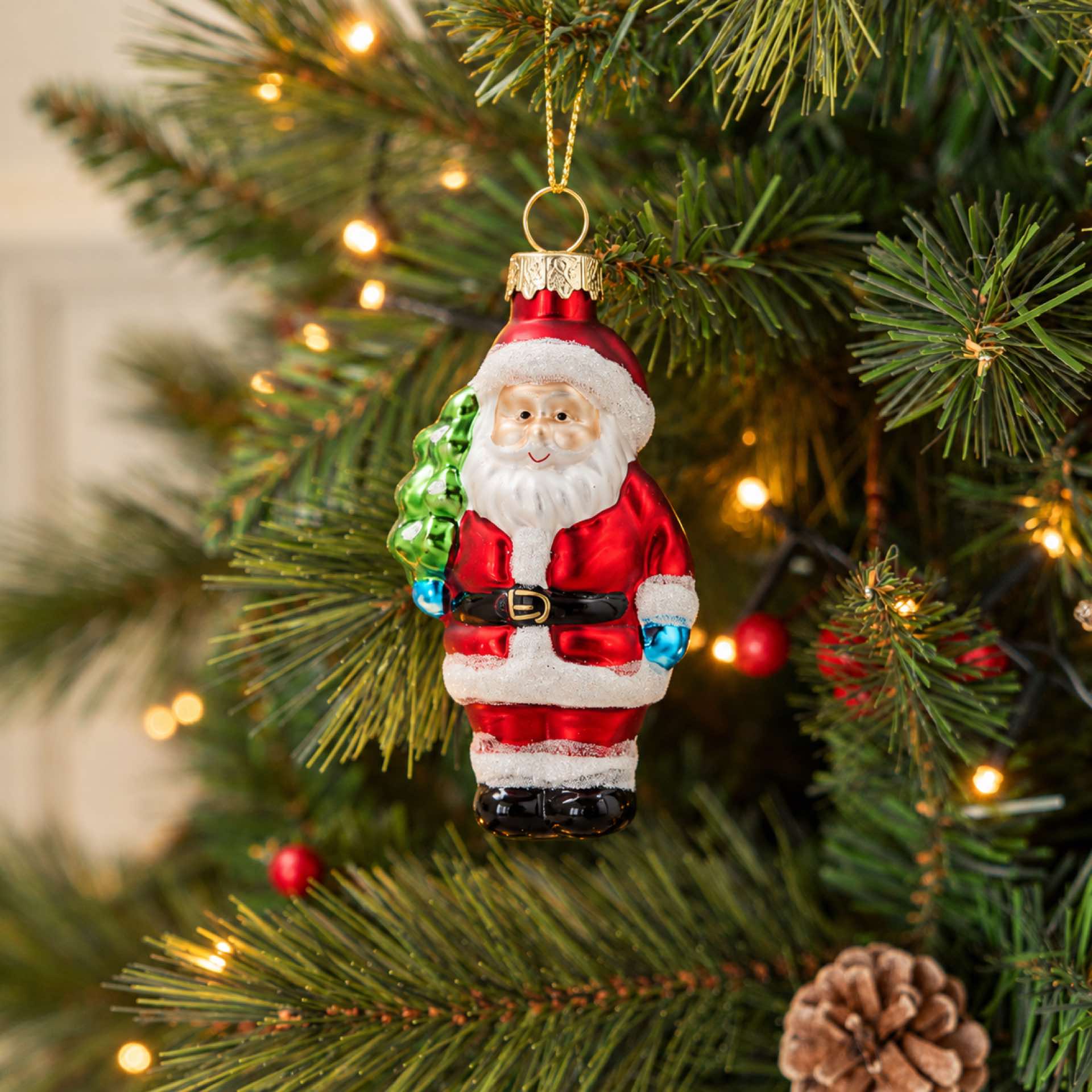 Adorno colgante de Pap&aacute; Noel rojo de cristal 10cm