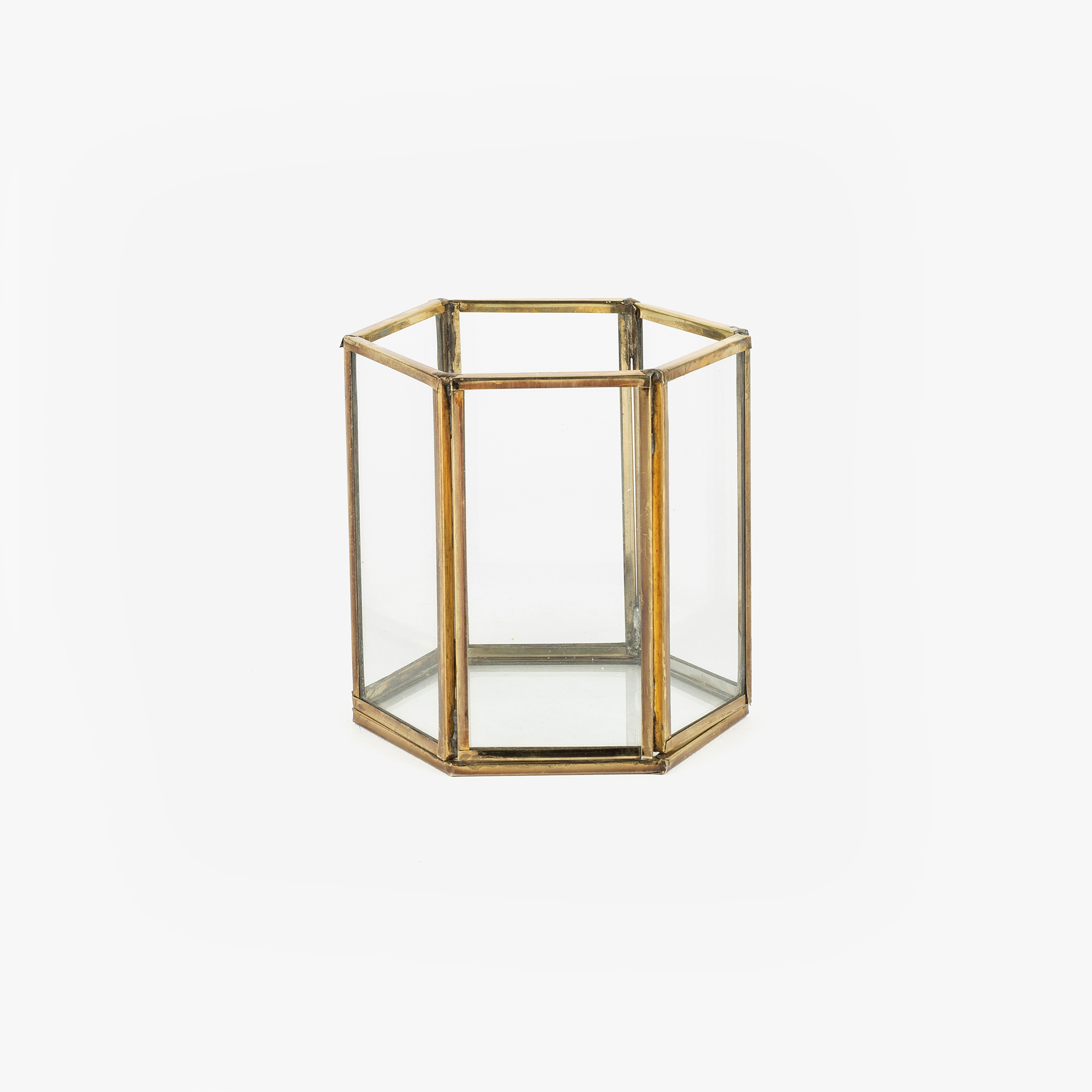 Portavelas de cristal dorado &Oslash;10x9cm