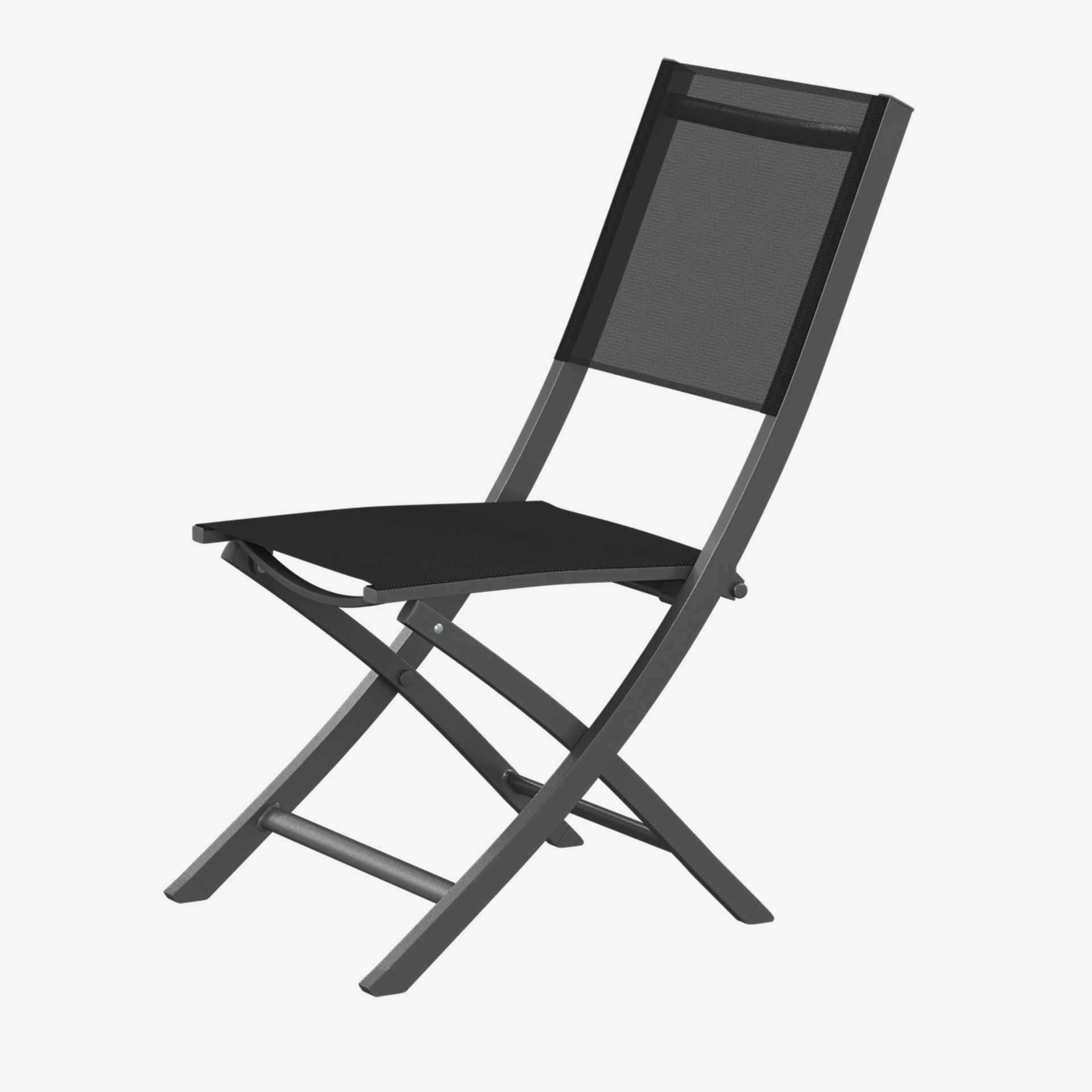 Set de 4 sillas de jard&iacute;n plegables de aluminio grafito Essor 45x57x90cm