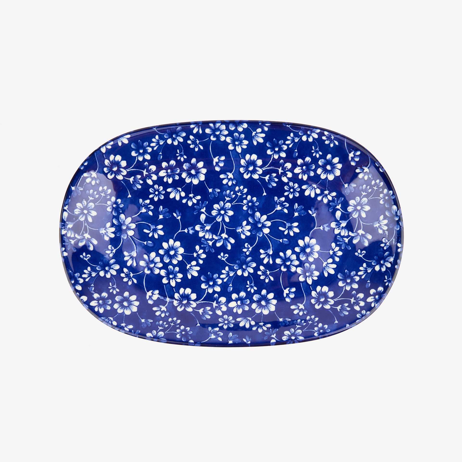 Bandeja ovalada de porcelana azul Nara 28cm