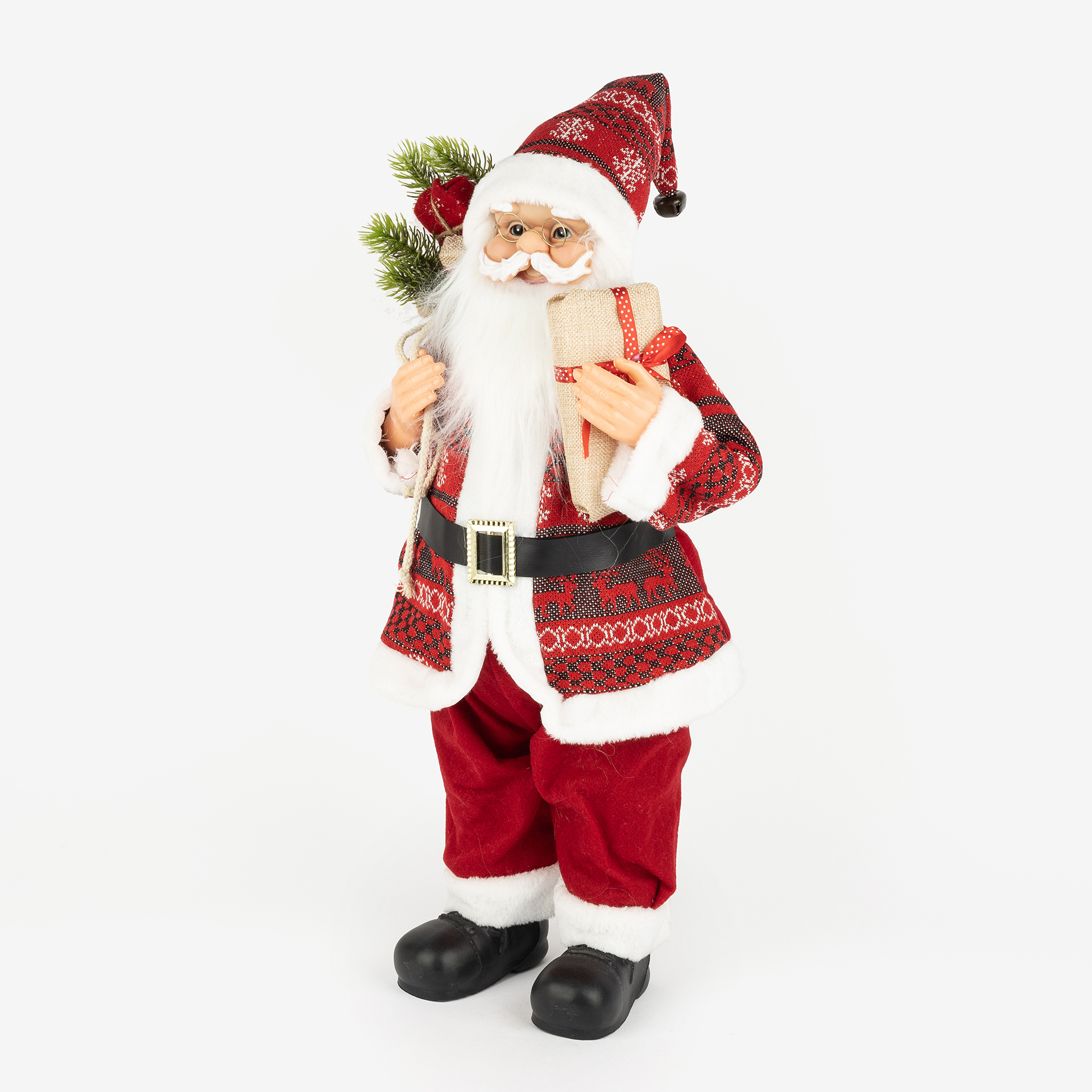 Figura decorativa Santa Claus con saco de regalos 60cm