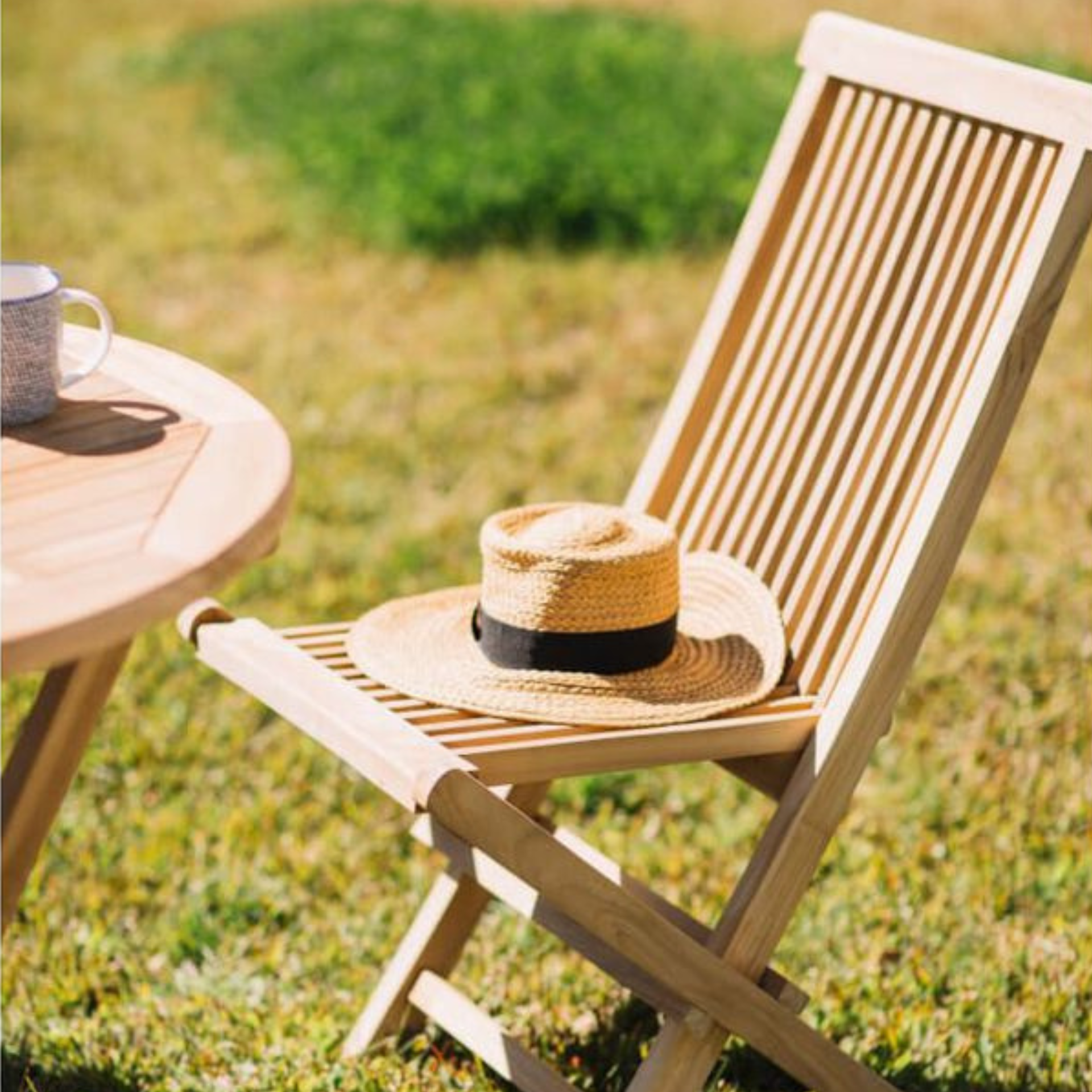 Silla de jardín plegable de madera de teca Azores 47x43cm
