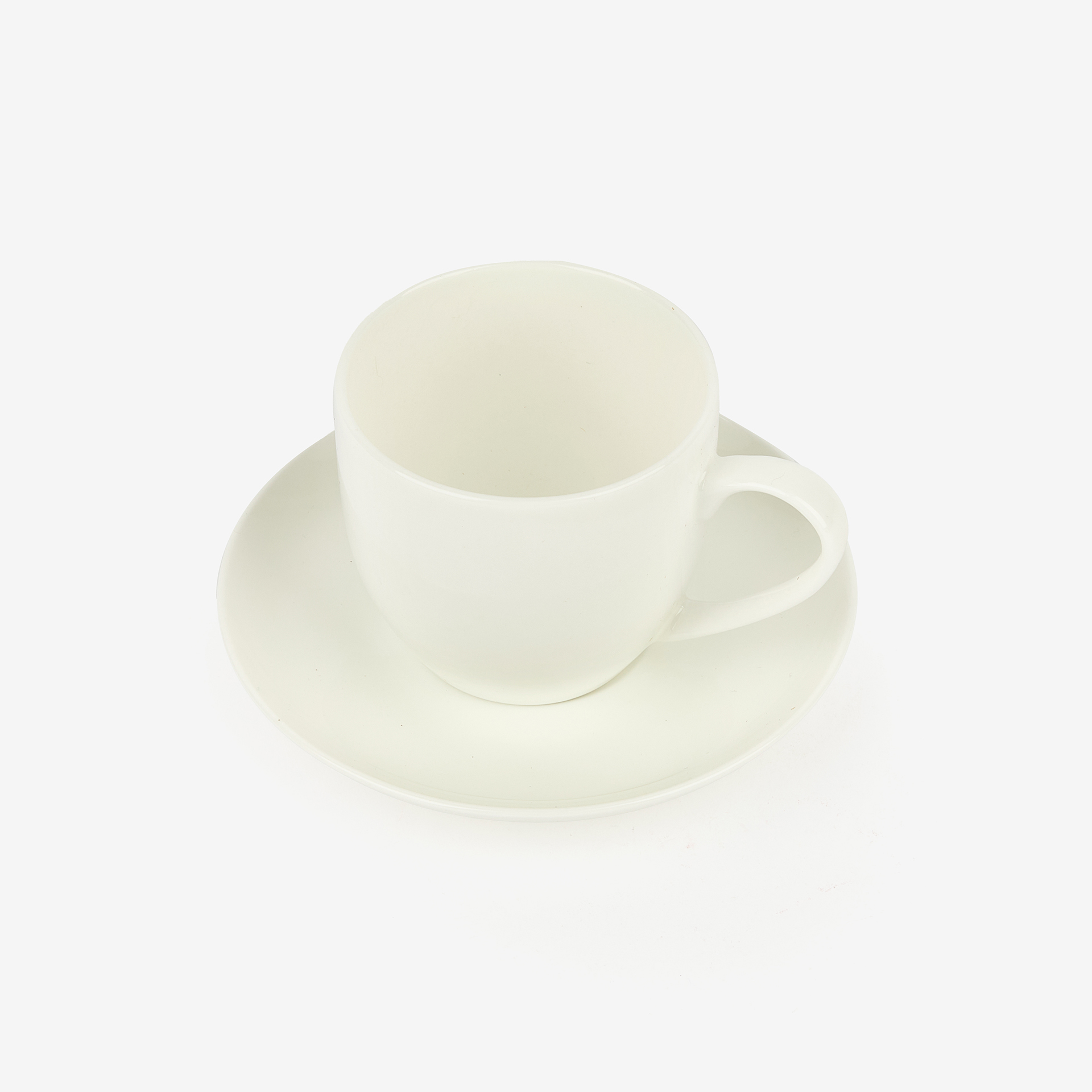 Taza de café con plato de cerámica de cerámica blanca Freila 15cl