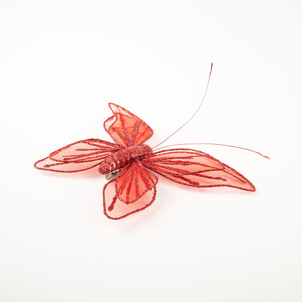 Mariposa decorativa roja 17x14cm