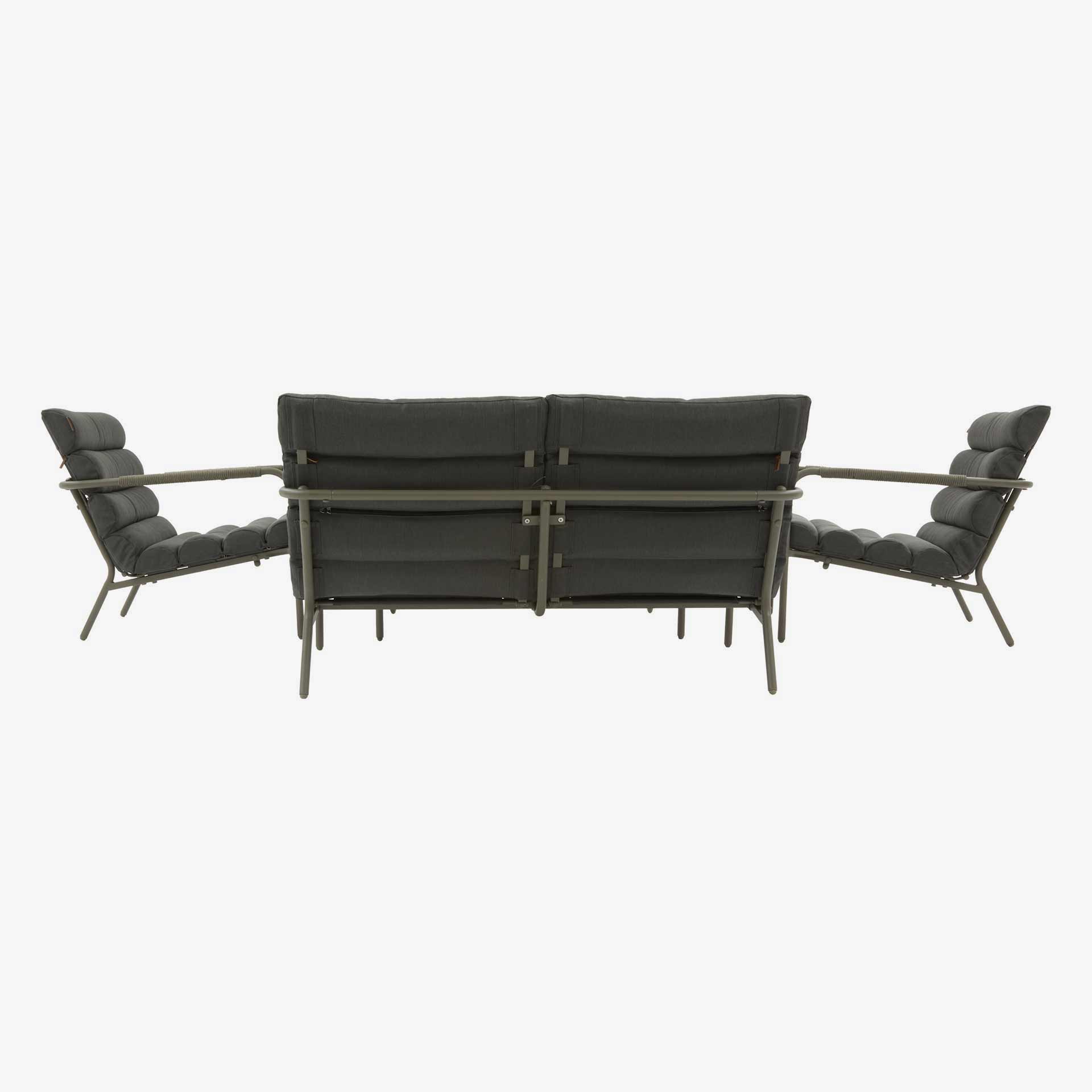 Conjunto de jard&iacute;n para 4 personas de acero cafe Solani