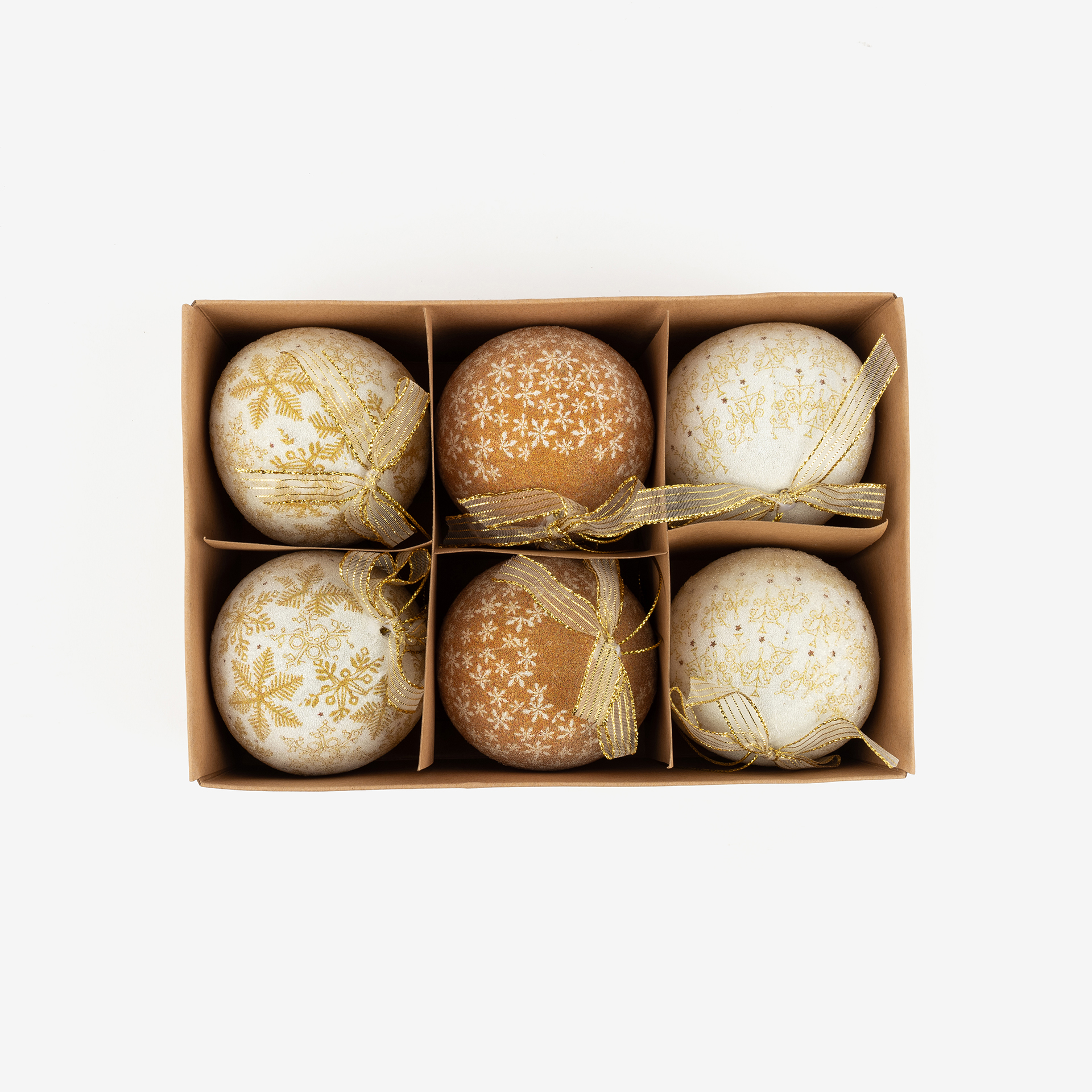 Set de 6 bolas decorativas doradas Ø7,5cm