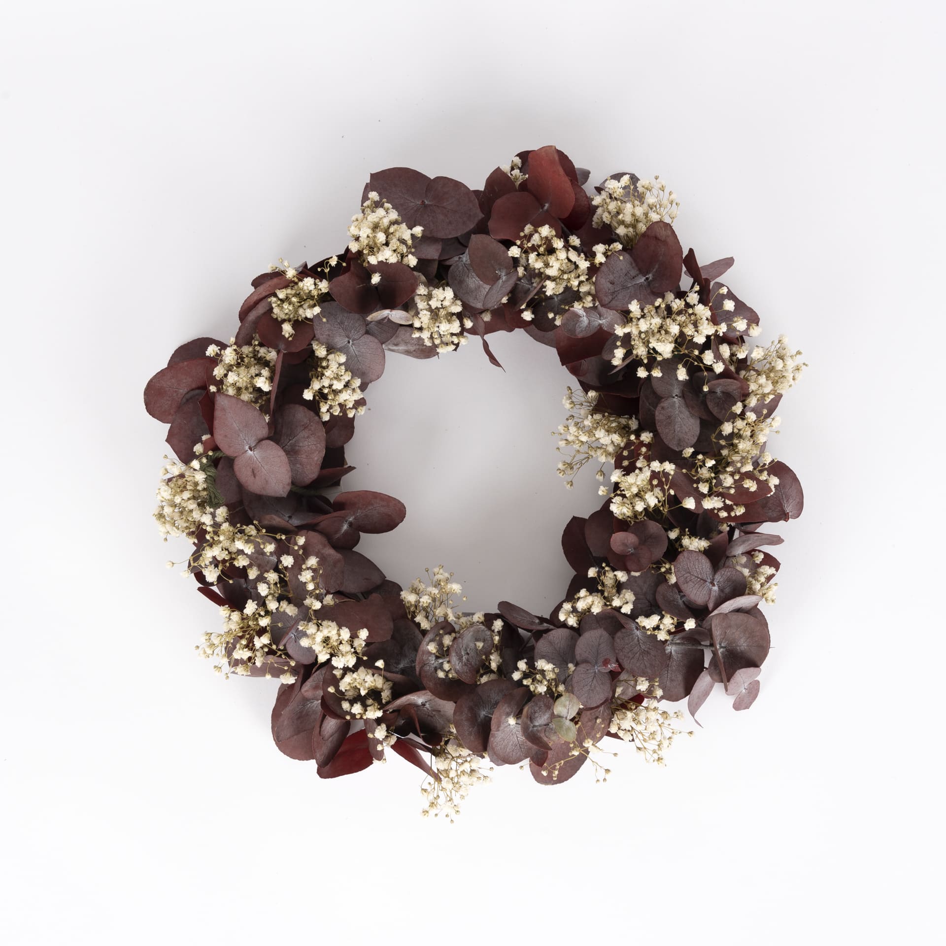 Corona de eucalipto granate