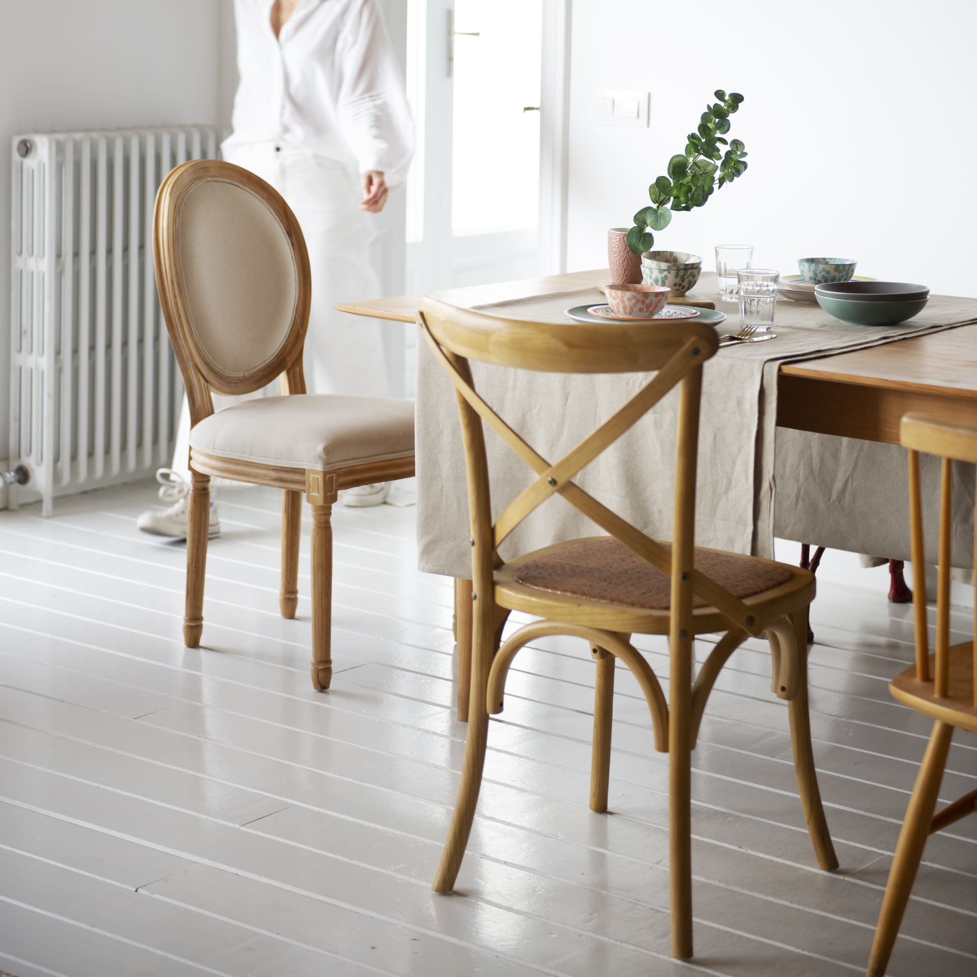 Silla de comedor de madera de roble marr&oacute;n Antique 48x52x89cm