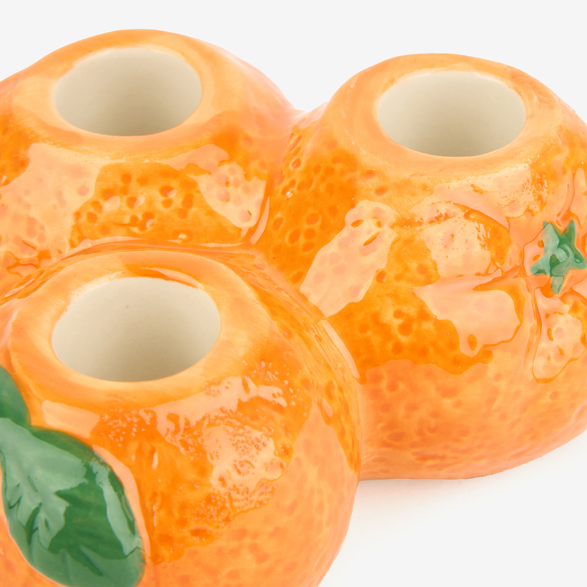 Candelabro de 3 velas de cerámica Naranjas Ø12x6cm