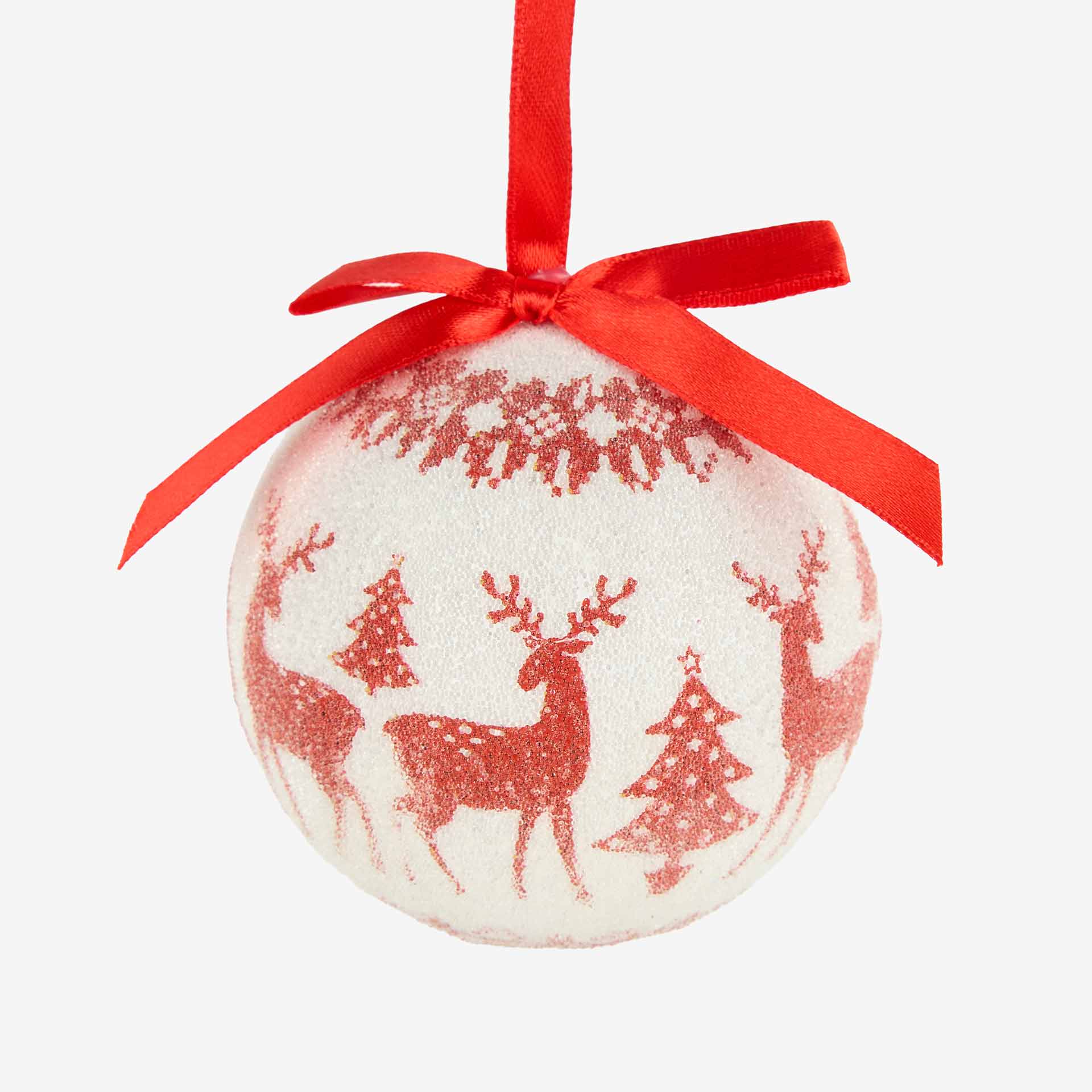 Set 14 bolas decorativas de árbol rojo y blanco Ø8cm