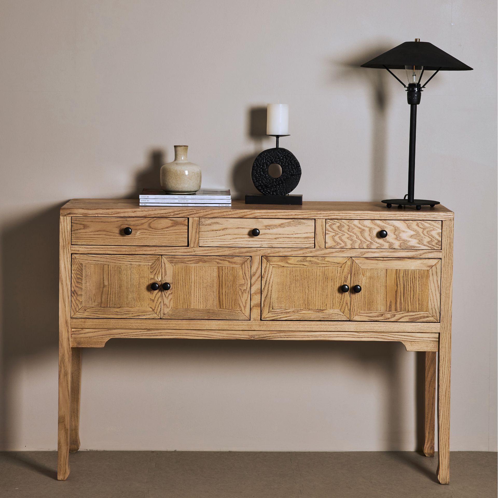 Aparador de madera de olmo reciclada 120x30x84cm