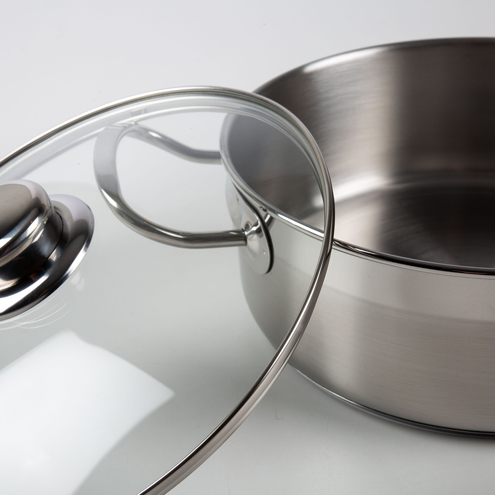 Cacerola de acero inoxidable con tapa de cristal apta para inducci&oacute;n Profesional &Oslash;22cm - BRA