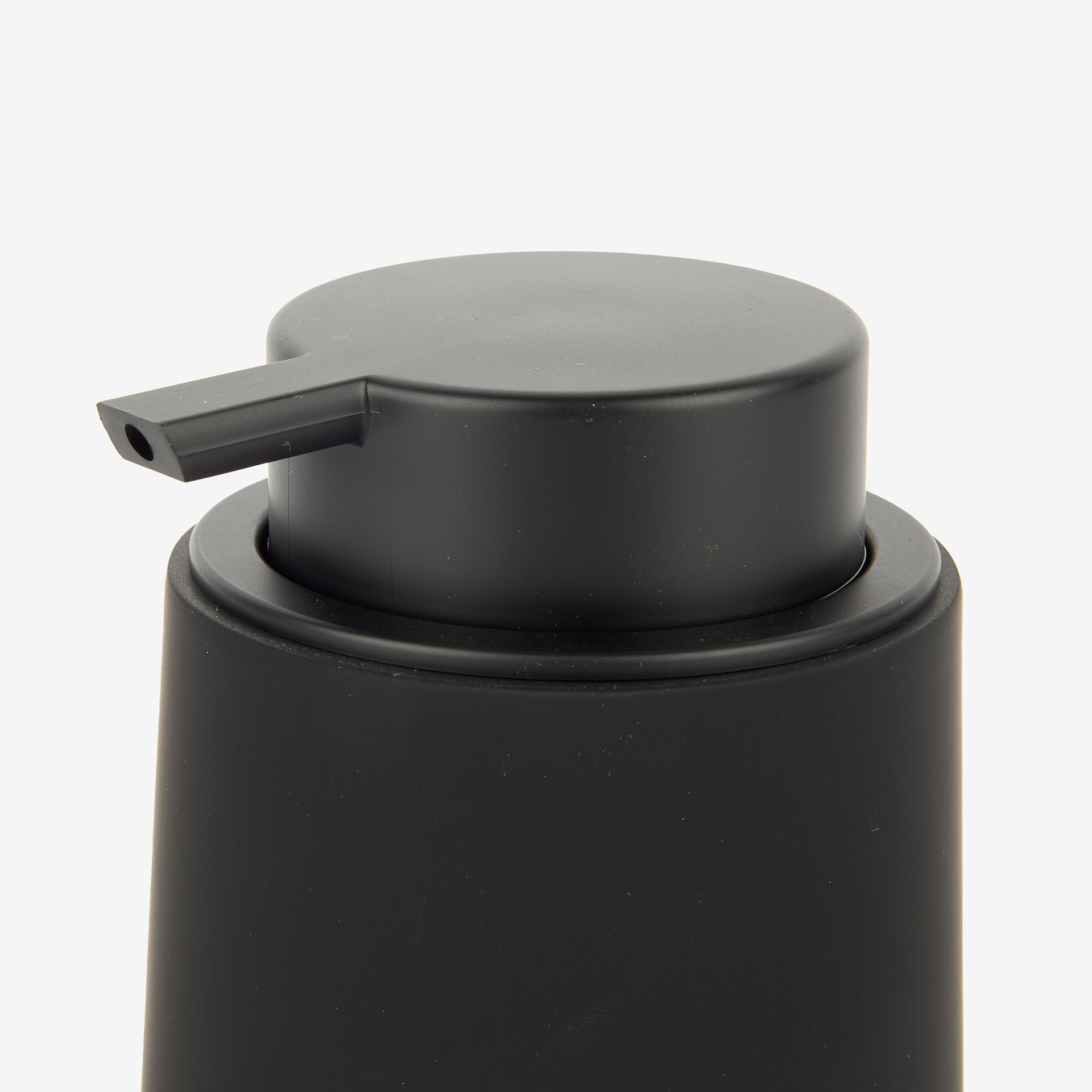 Dispensador de jab&oacute;n de ba&ntilde;o negro de poliresina Carbon &Oslash;8x13cm