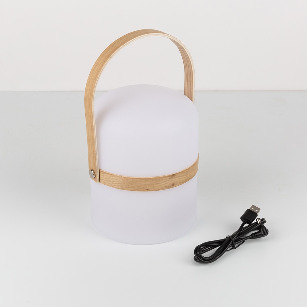 L&aacute;mpara de mesa inal&aacute;mbrica LED para exterior con asa Terra &Oslash;14,5x26,5cm