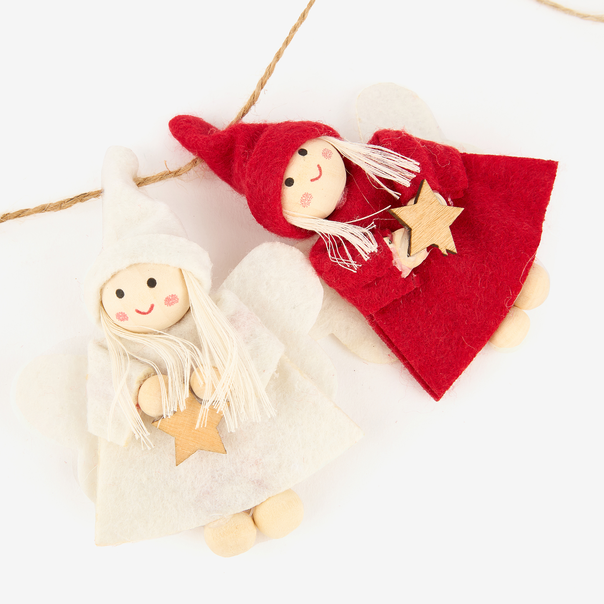 Guirnalda decorativa Niños de fieltro rojo y blanco 100cm