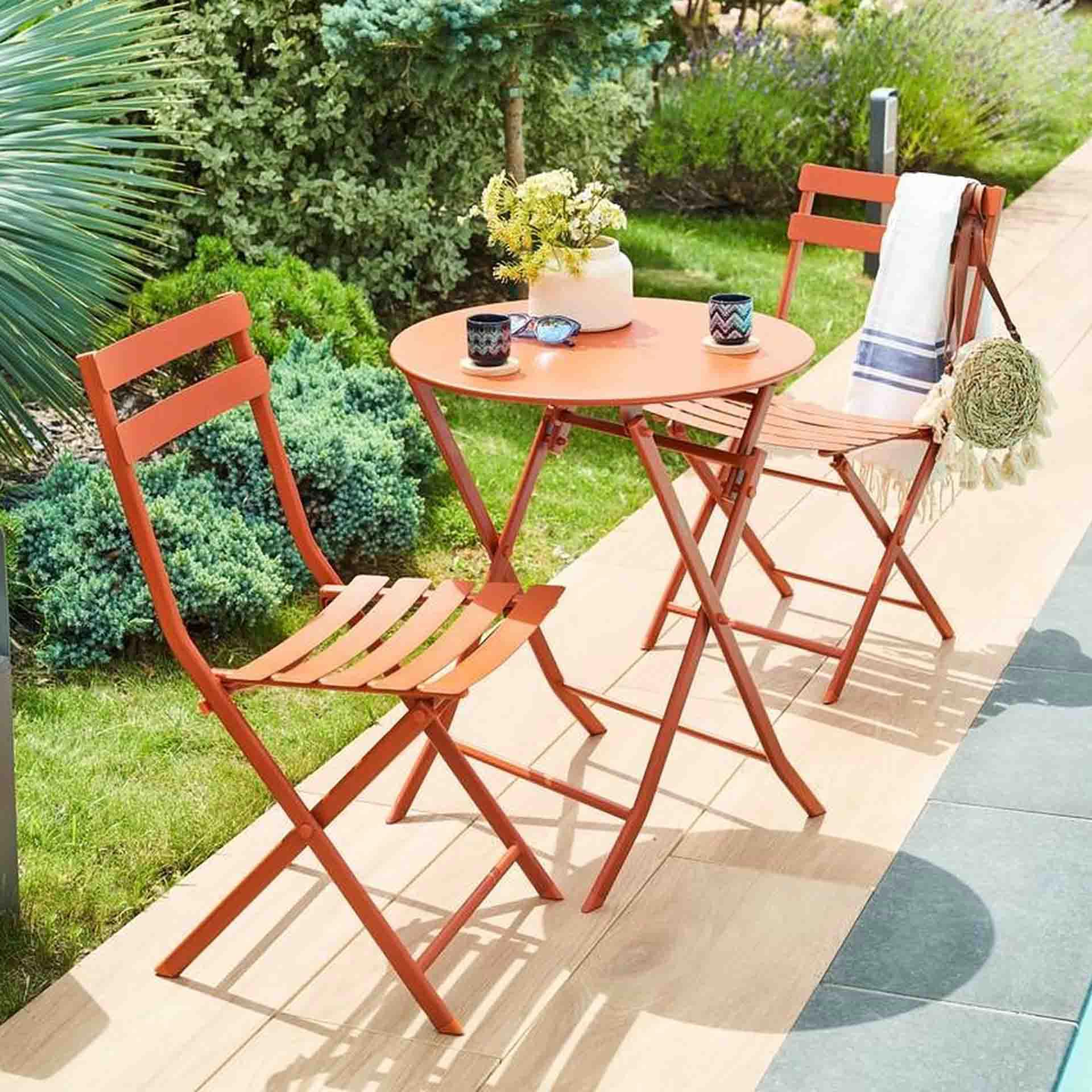 Silla de jard&iacute;n plegable de acero &aacute;mbar Dixie 42x51x81cm