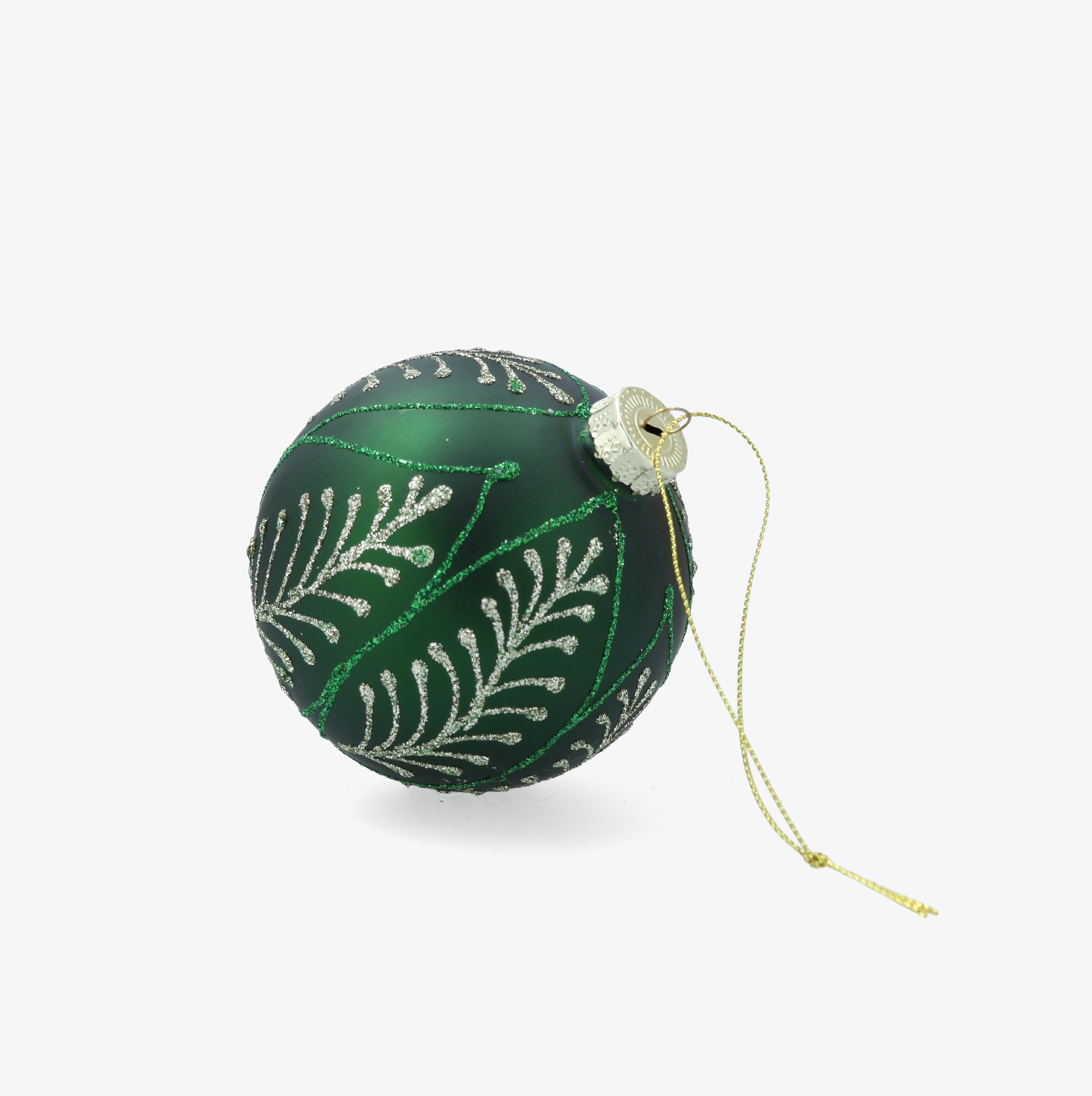 Bola de Navidad verde y plateada de cristal &Oslash;8cm