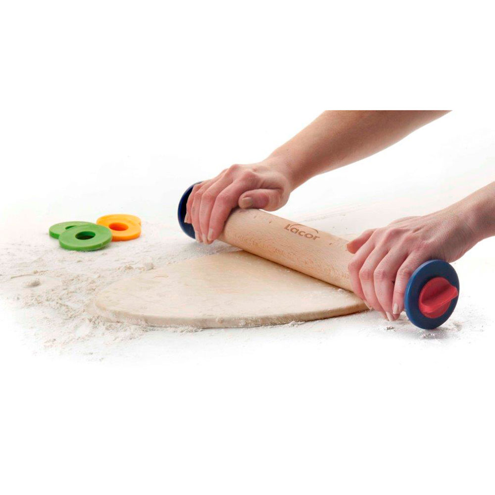 Rodillo amasador ajustable de madera 34cm
