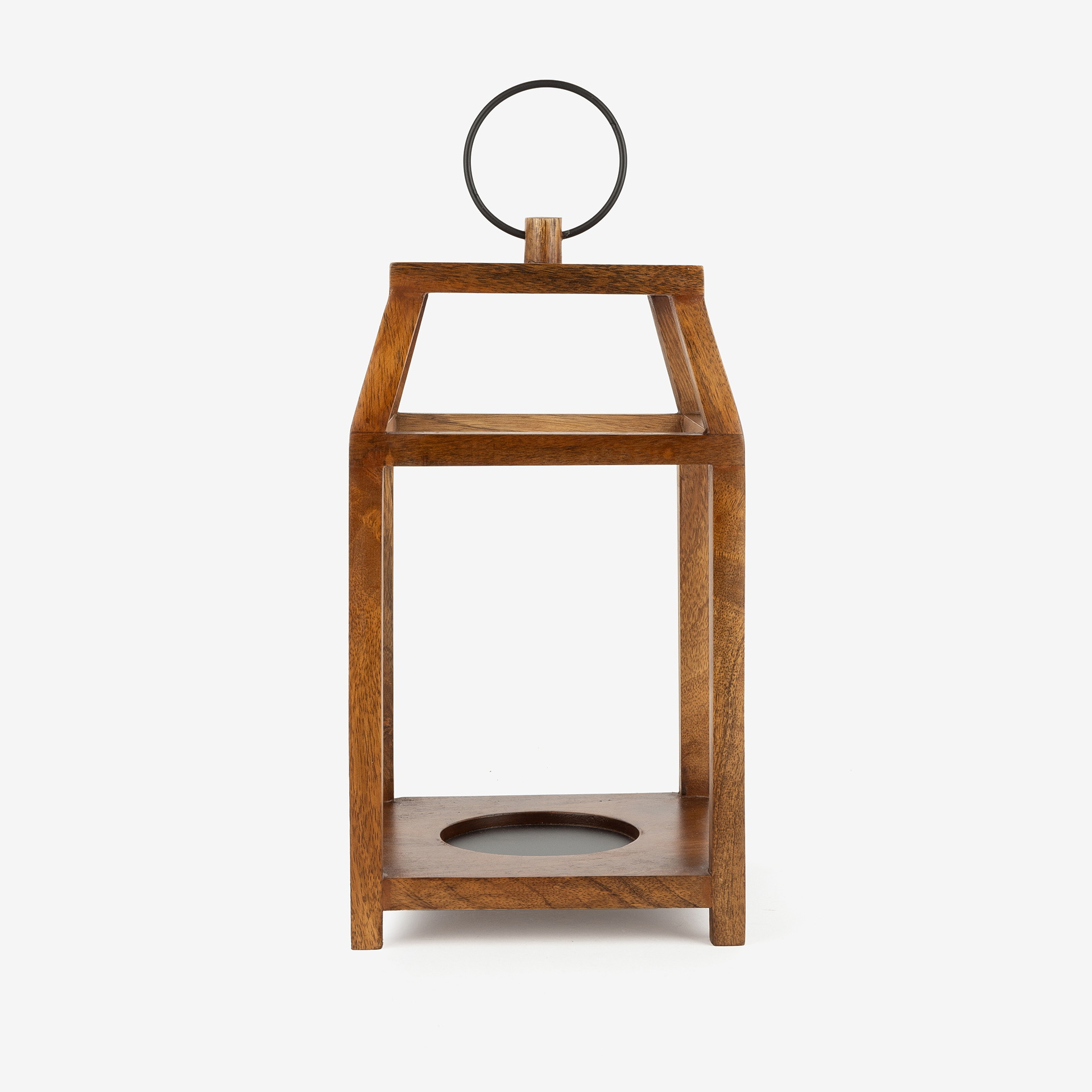 Farol de madera natural 19x19x35cm