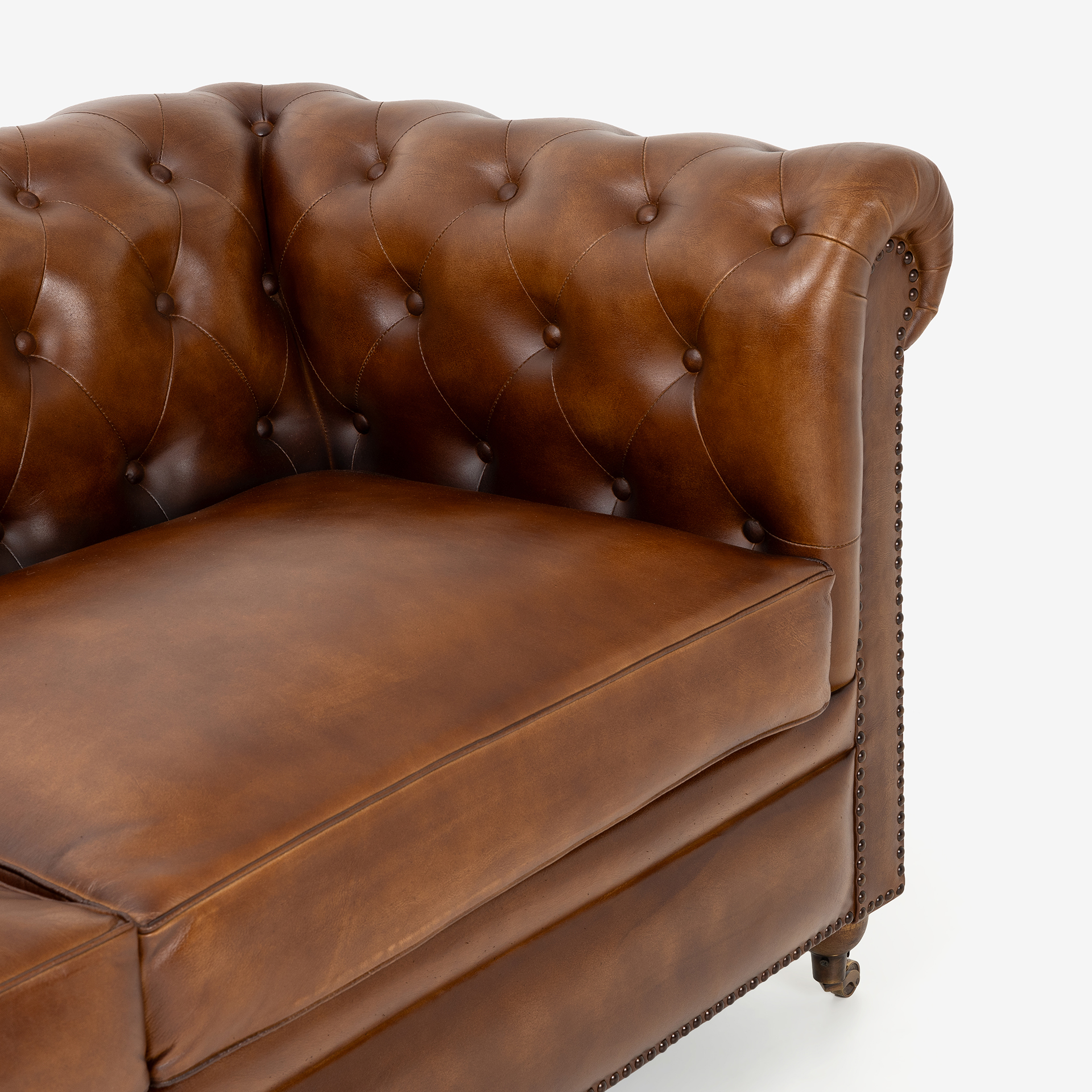 Sofa de 3 plazas de piel marrón Chester 190x77x80cm