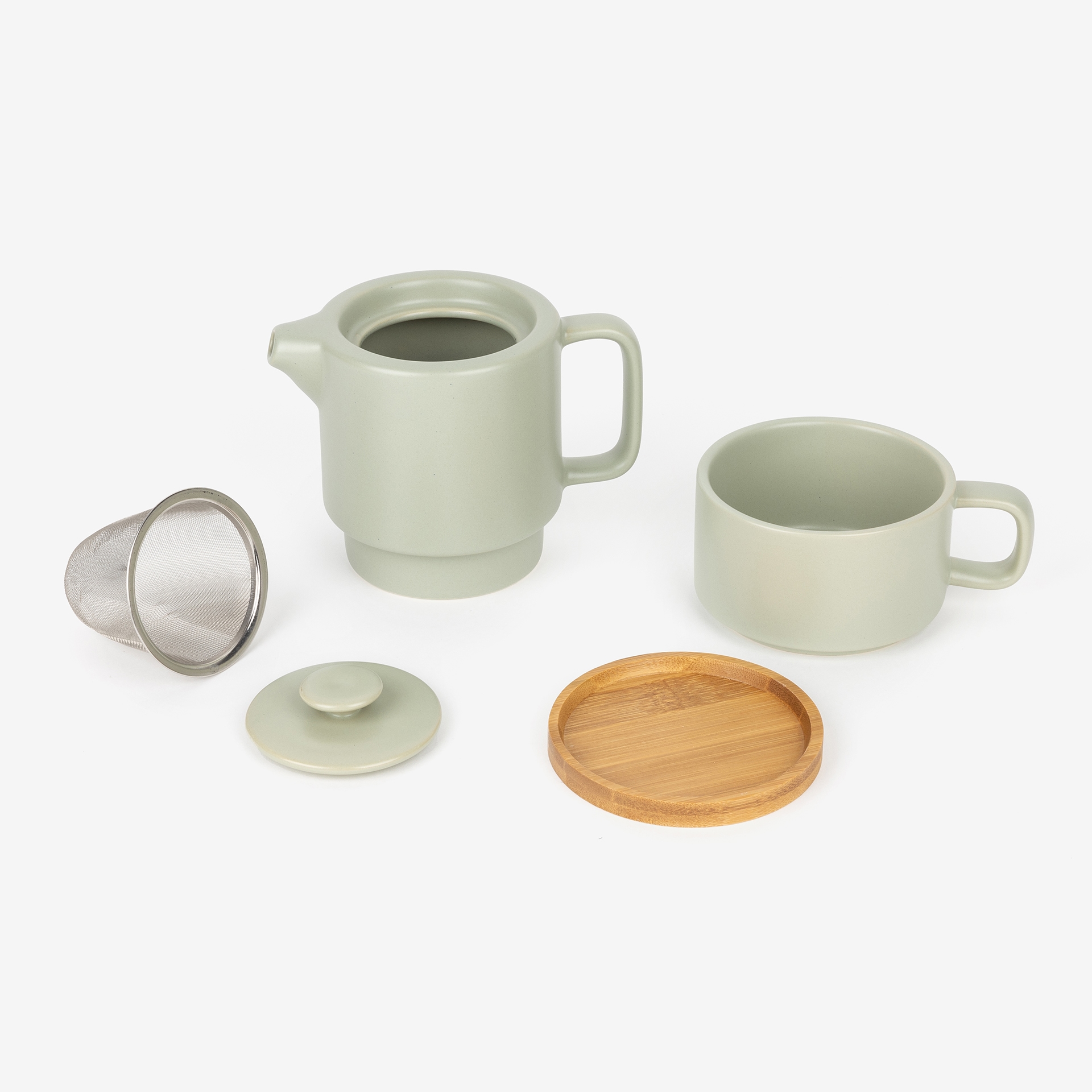 Tetera/cafetera de porcelana mint Natural 13,5x10x15cm 40+25cl