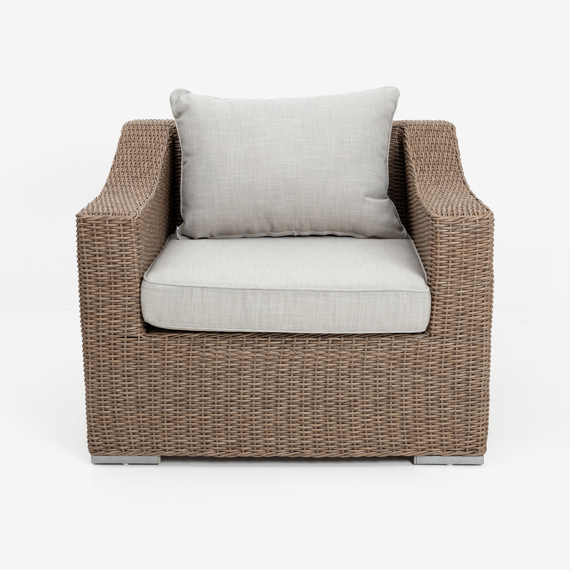 Set de jard&iacute;n de 4 piezas de rat&aacute;n sint&eacute;tico beige Zanz&iacute;bar