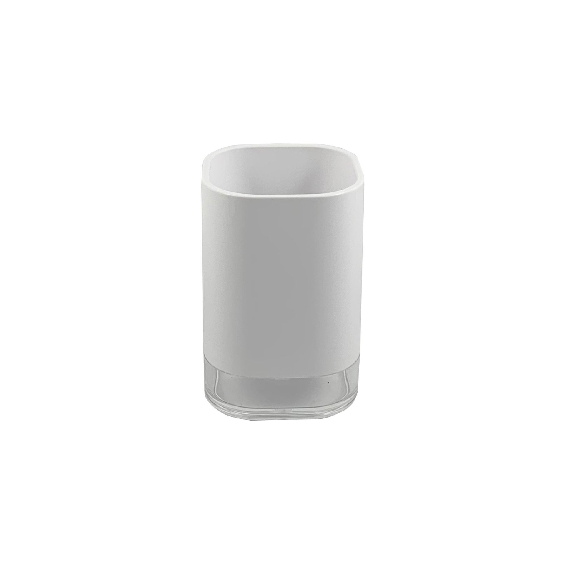 Vaso portacepillos de acr&iacute;lico blanco 8x11cm