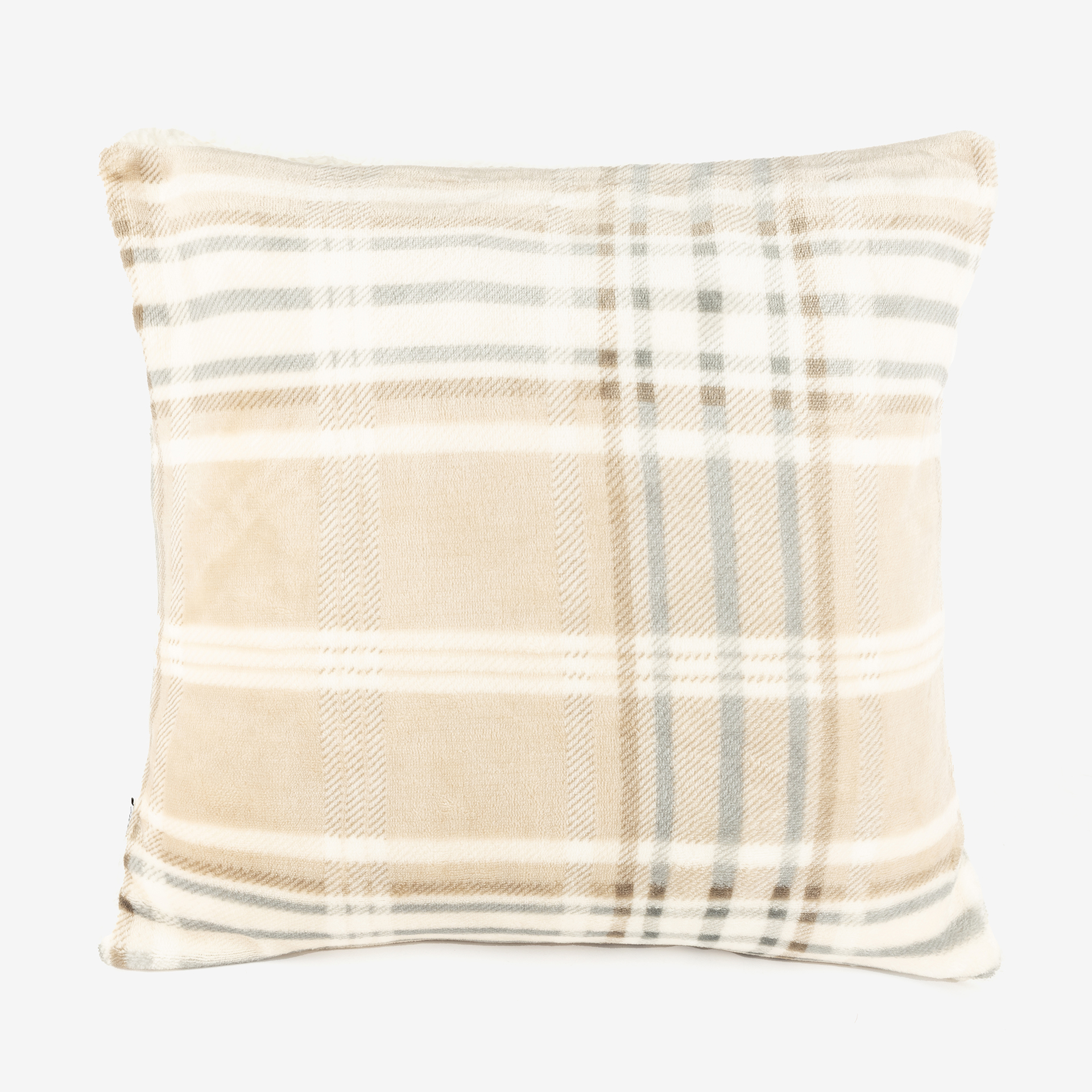 Funda de cojín de poliéster beige Tartán 45x45cm