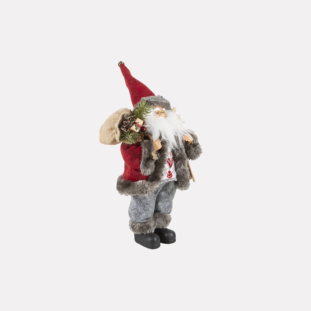 Figura decorativa Santa Claus rojo Esquís 30cm
