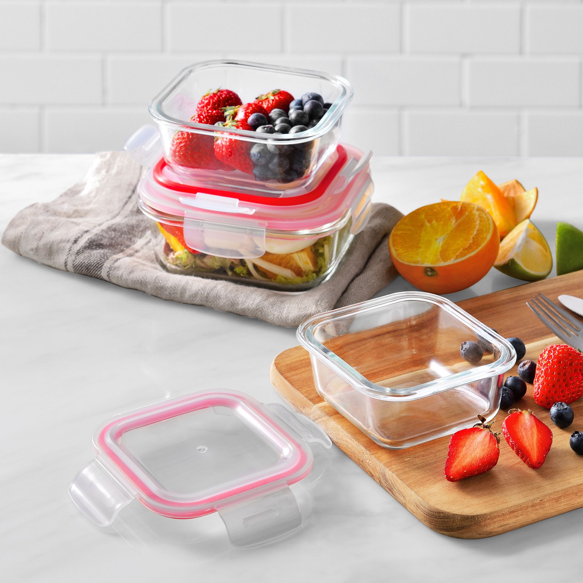 Set de 3 t&aacute;pers de borosilicato 32/52/80cl - Bergner