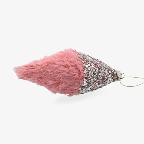 Bola de Navidad l&aacute;grima de lentejuelas rosa 15cm