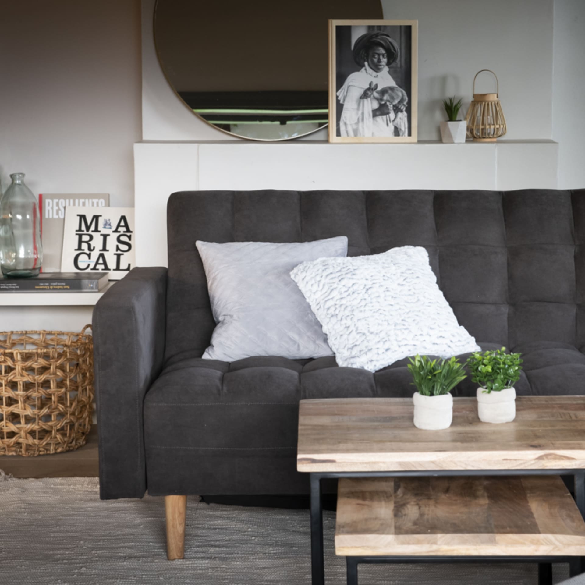 Sofá cama de 3 plazas gris Palermo 220x92x91cm