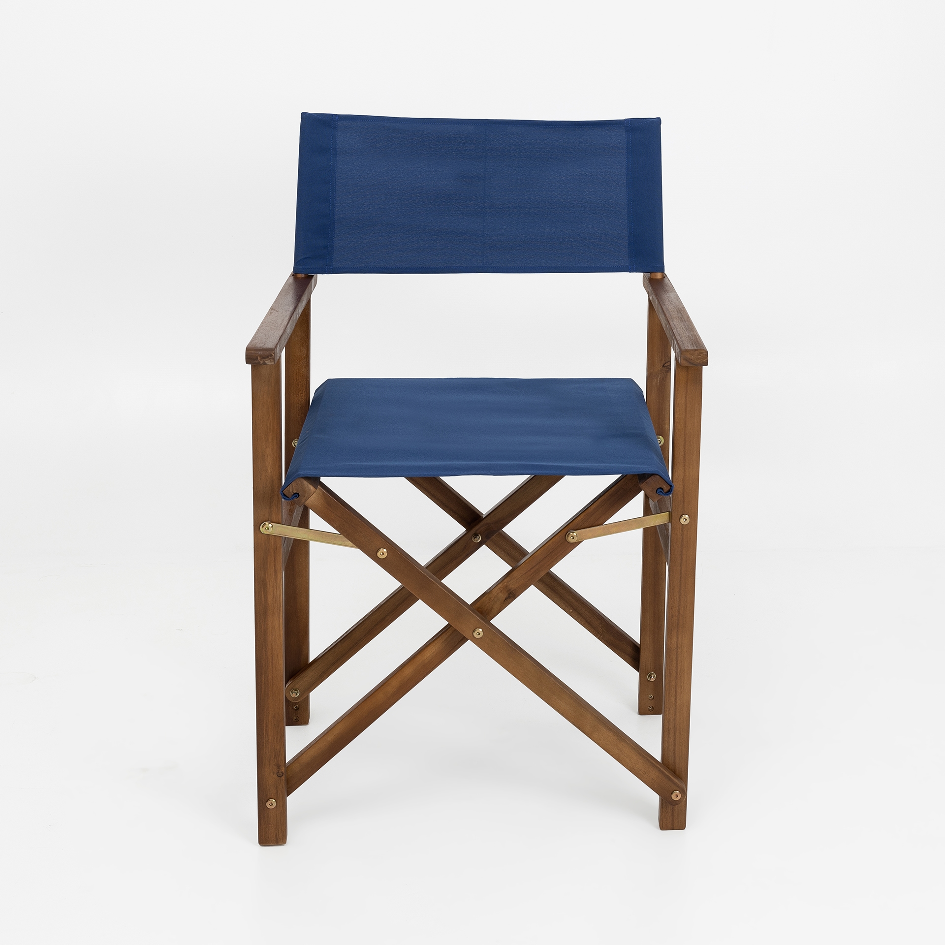 Silla plegable director de jardín azul de madera de acacia 90x56x52 cm