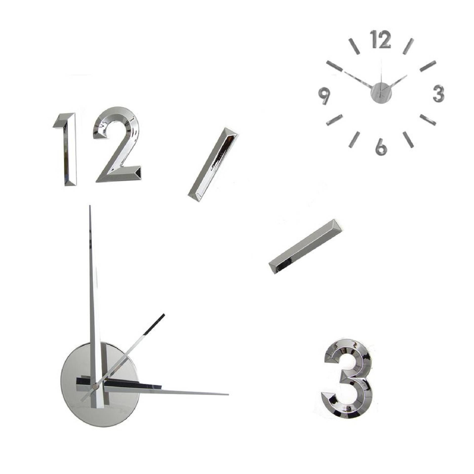 Reloj de pared adhesivo de plástico plateado Ø60cm