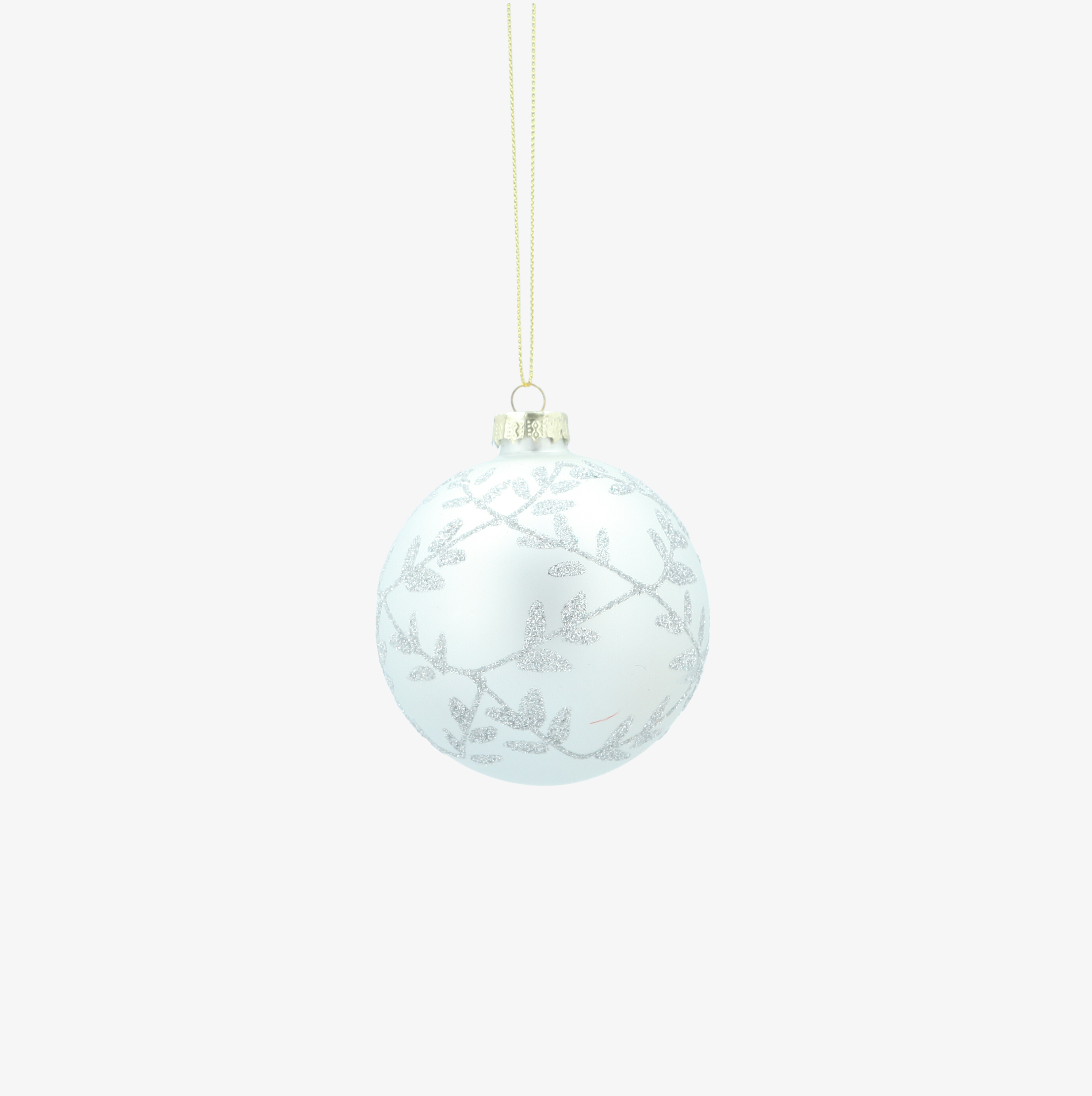 Bola de Navidad blanca y plateada de cristal &Oslash;8cm