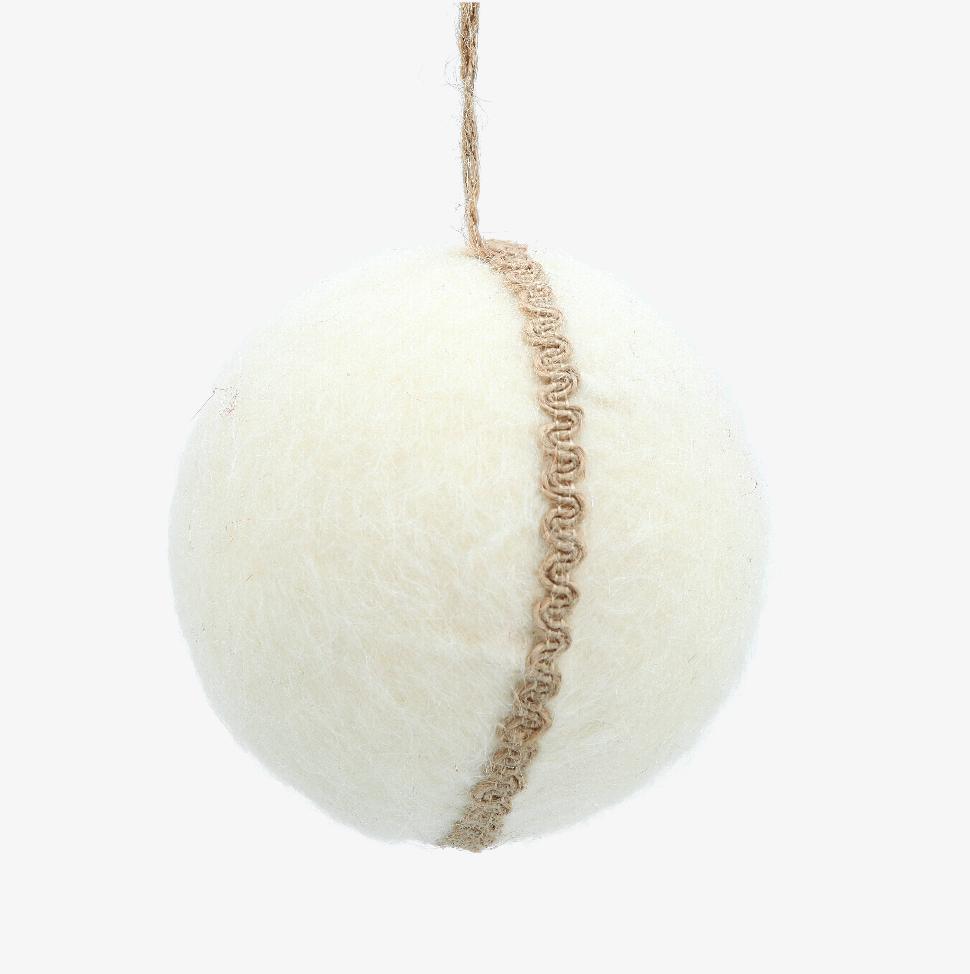 Bola de Navidad de fieltro blanca 11x11cm