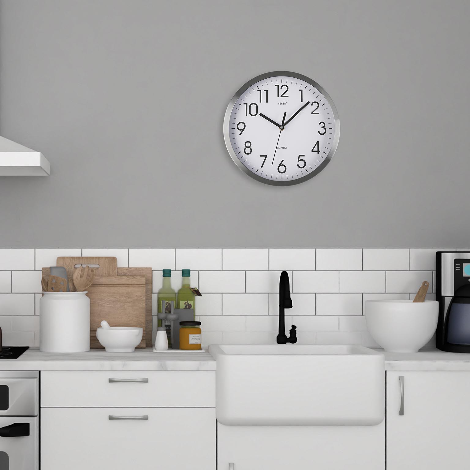 Reloj pared alum. plateado Time Ø30,5