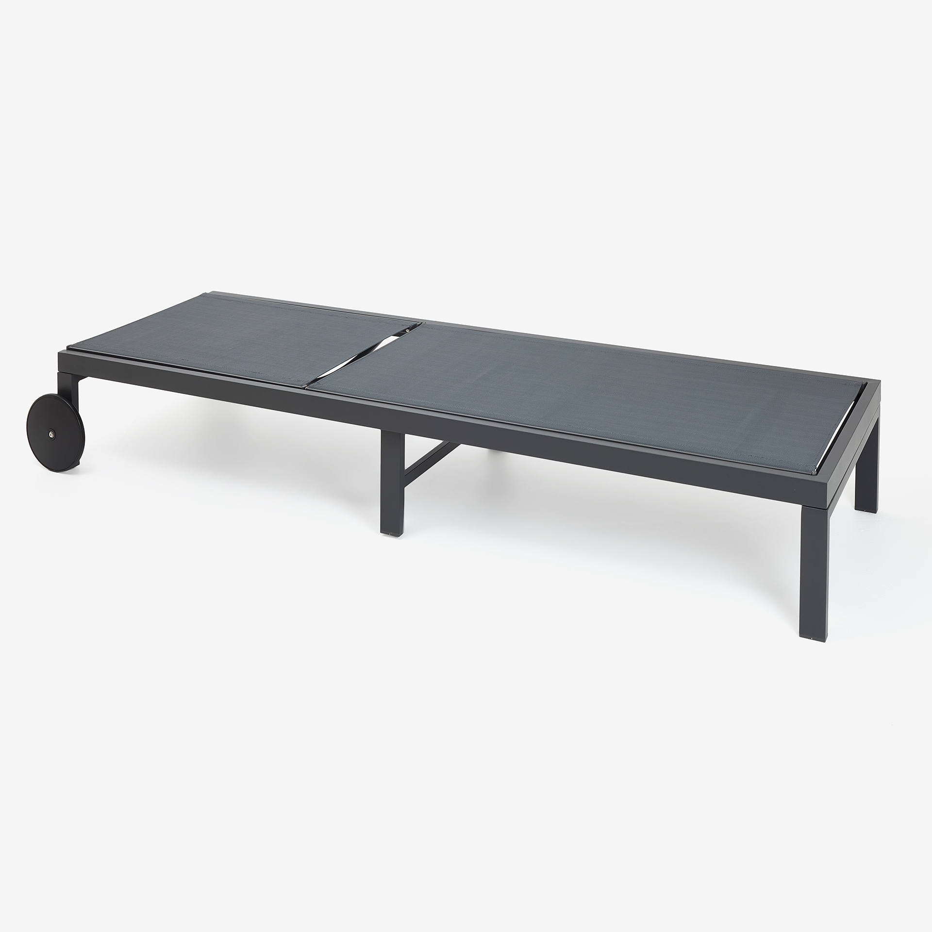 Tumbona reclinable de aluminio con ruedas gris 64x200x89cm